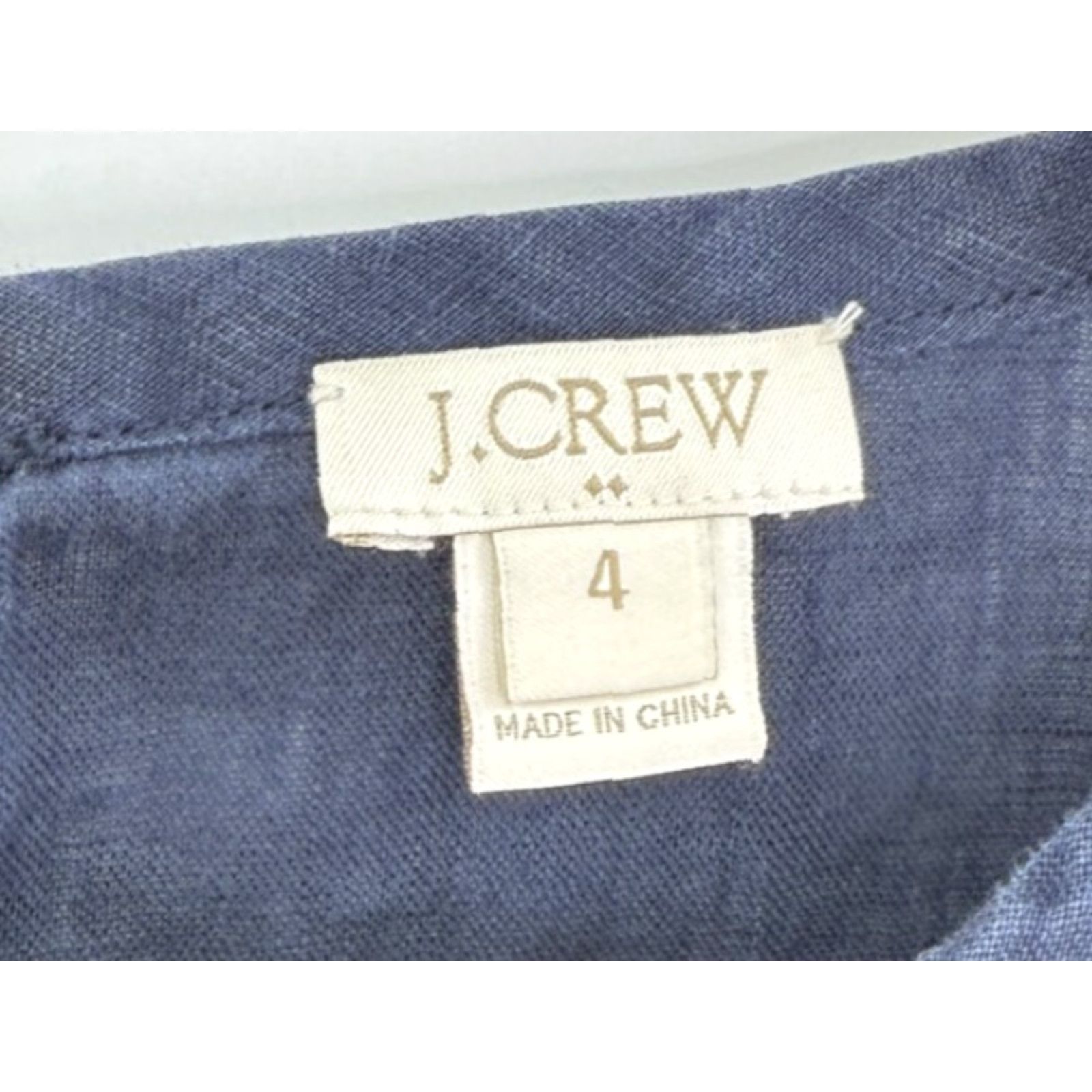 J.Crew VINTAGE? No — J.Crew Factory Navy Blue Crochet Lace Yoke Linen Short Sleeve Blouse Sz 4 Boho Size S / US 4 / IT 40 - 2 Thumbnail