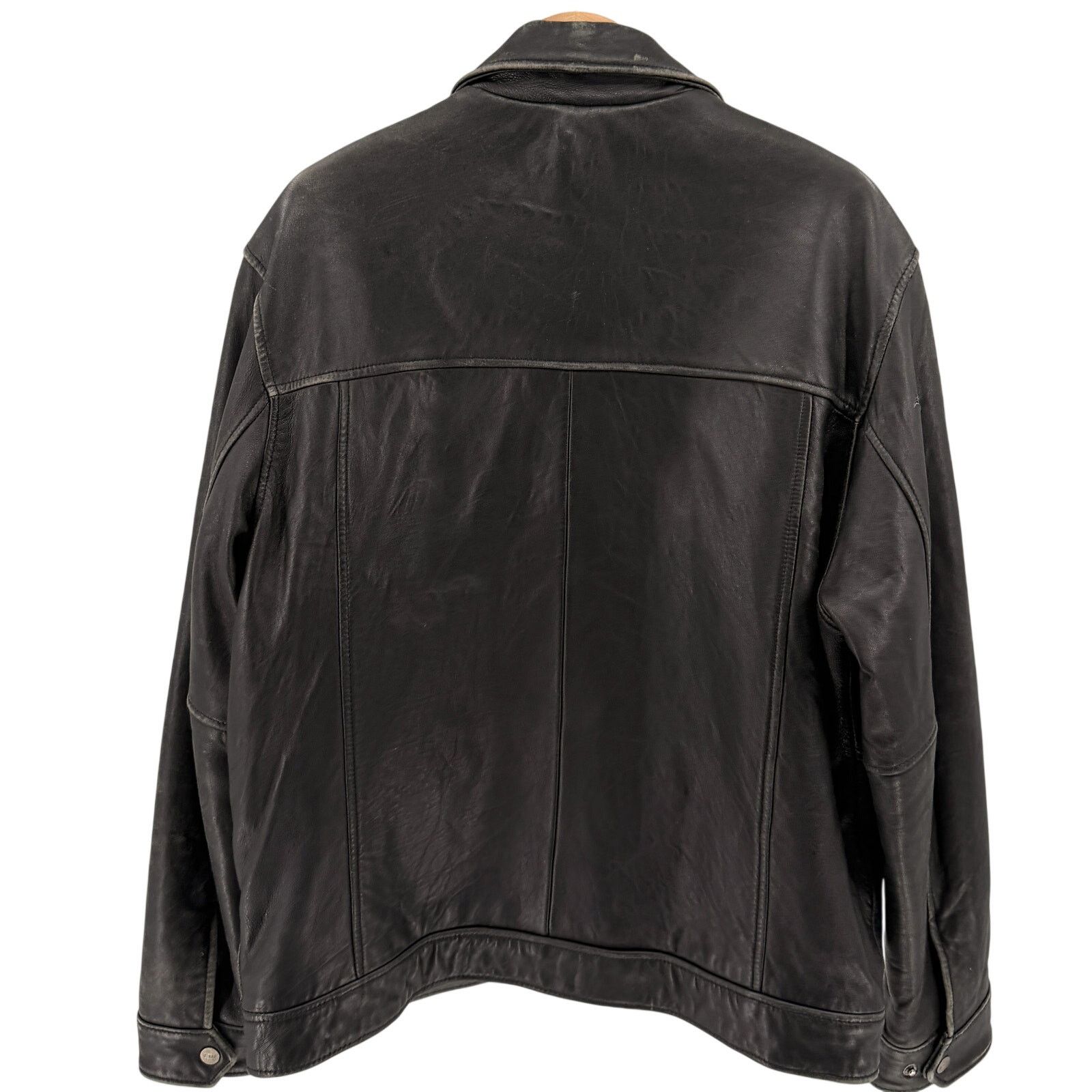 Guess Vintage 90s Black Genuine Leather Heavy Zip Bomber Jacket Size US M / EU 48-50 / 2 - 5 Thumbnail