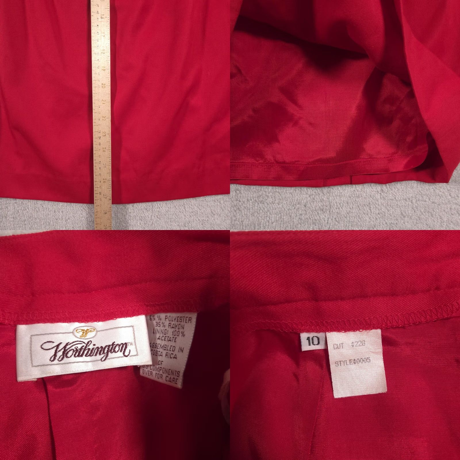 Worthington Worthington Skirt Womens 10 Red Pleated Lined Midi Pockets Slit Work Size 32" / US 10 / IT 46 - 8 Thumbnail