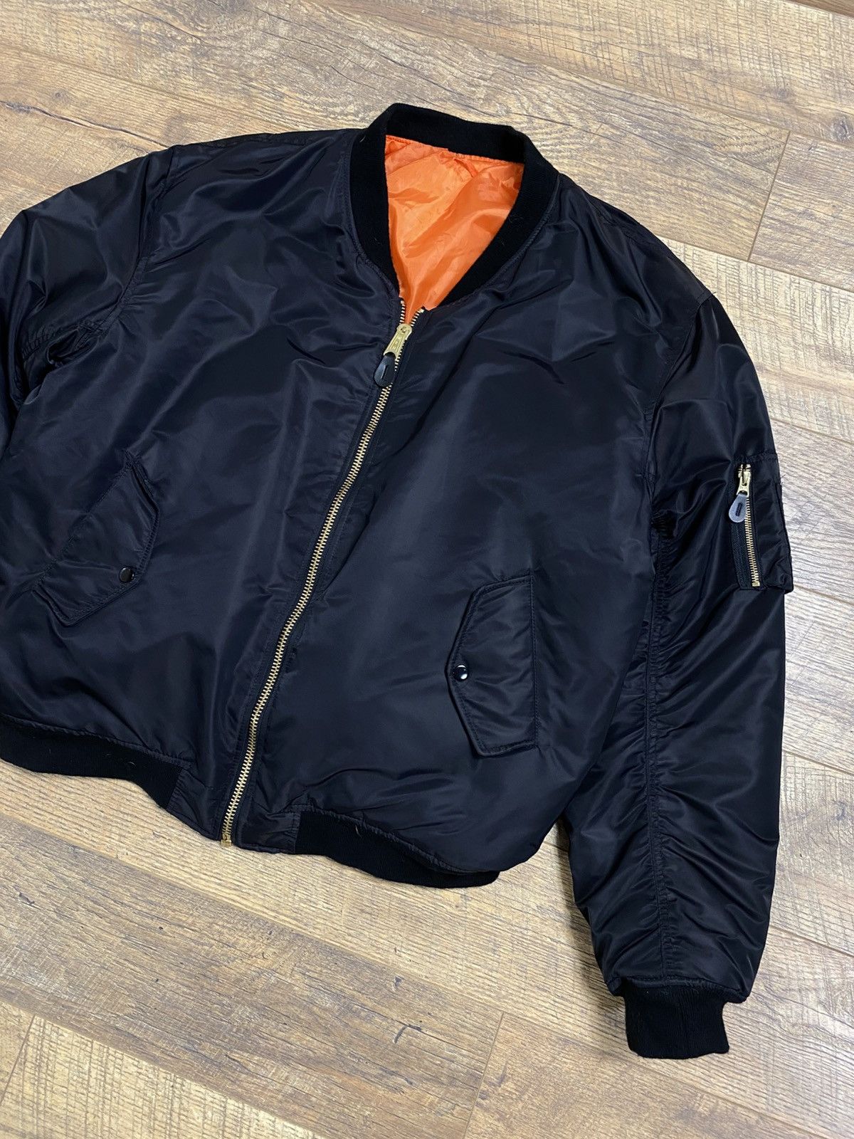 Japanese Brand MFH MA-1 Bomber Jacket Black 4XL Size US XXL / EU 58 / 5 - 2 Thumbnail
