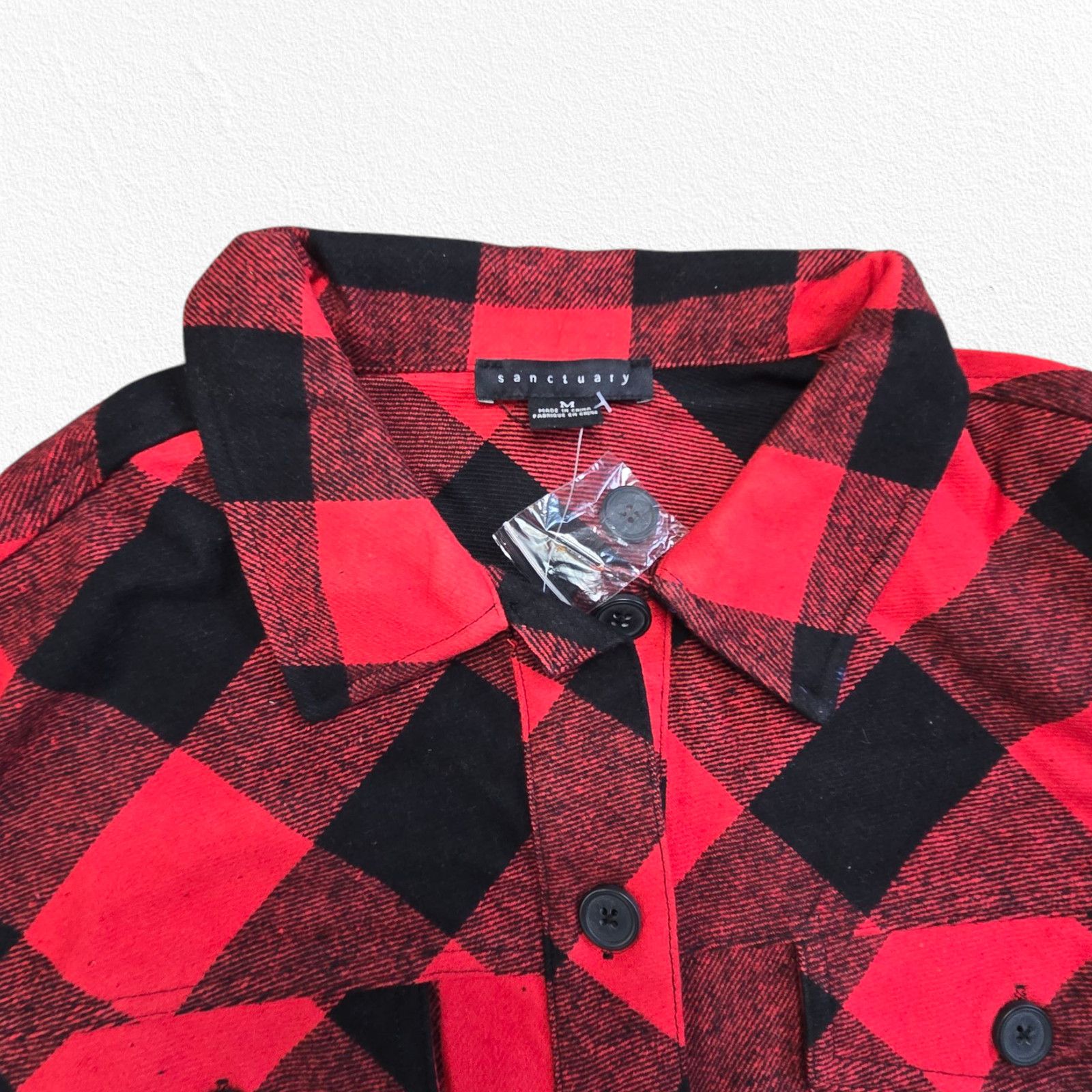 Sanctuary Sanctuary Red Black Plaid Flannel Shacket Size Medium Size M / US 6-8 / IT 42-44 - 5 Thumbnail