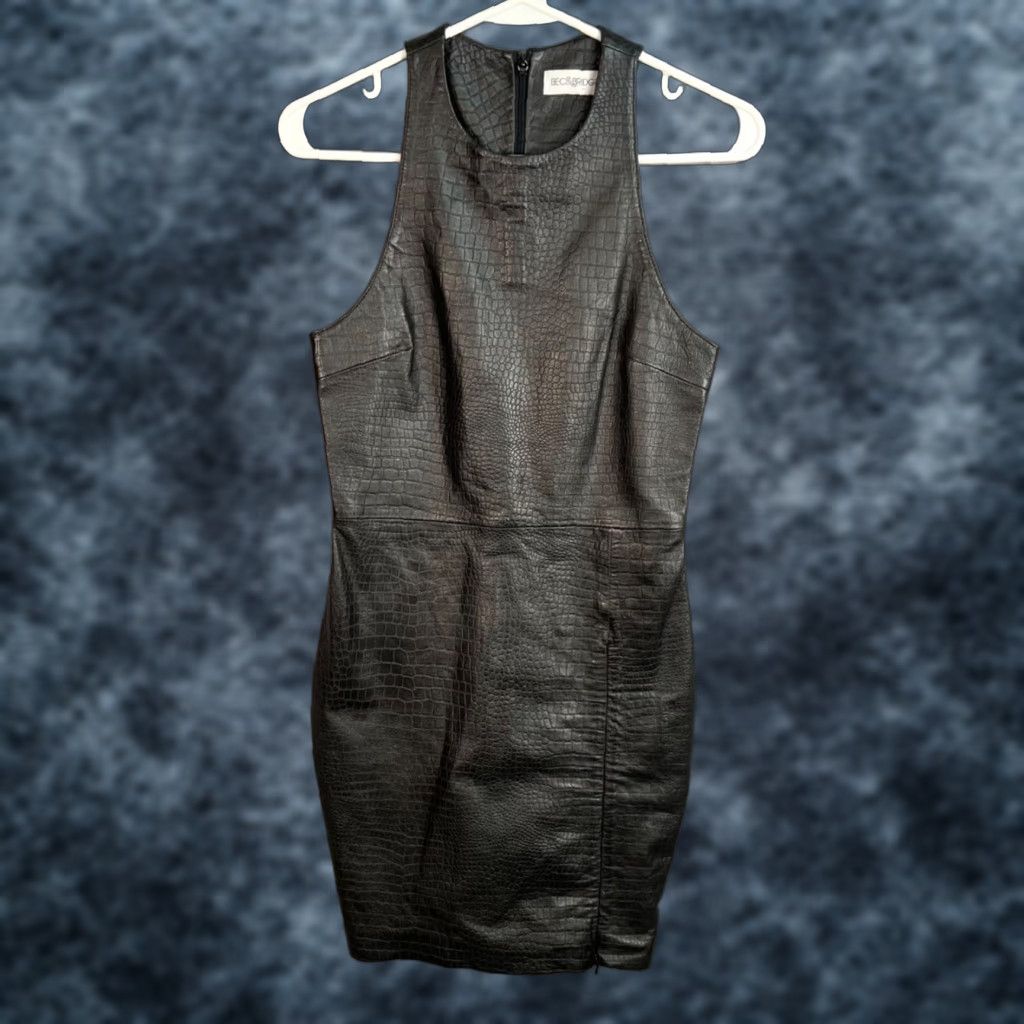 Vintage Bec & Bridge Black Croc-Embossed Leather Mini Dress Womens Size 2 Size XS / US 0-2 / IT 36-38 - 1 Thumbnail
