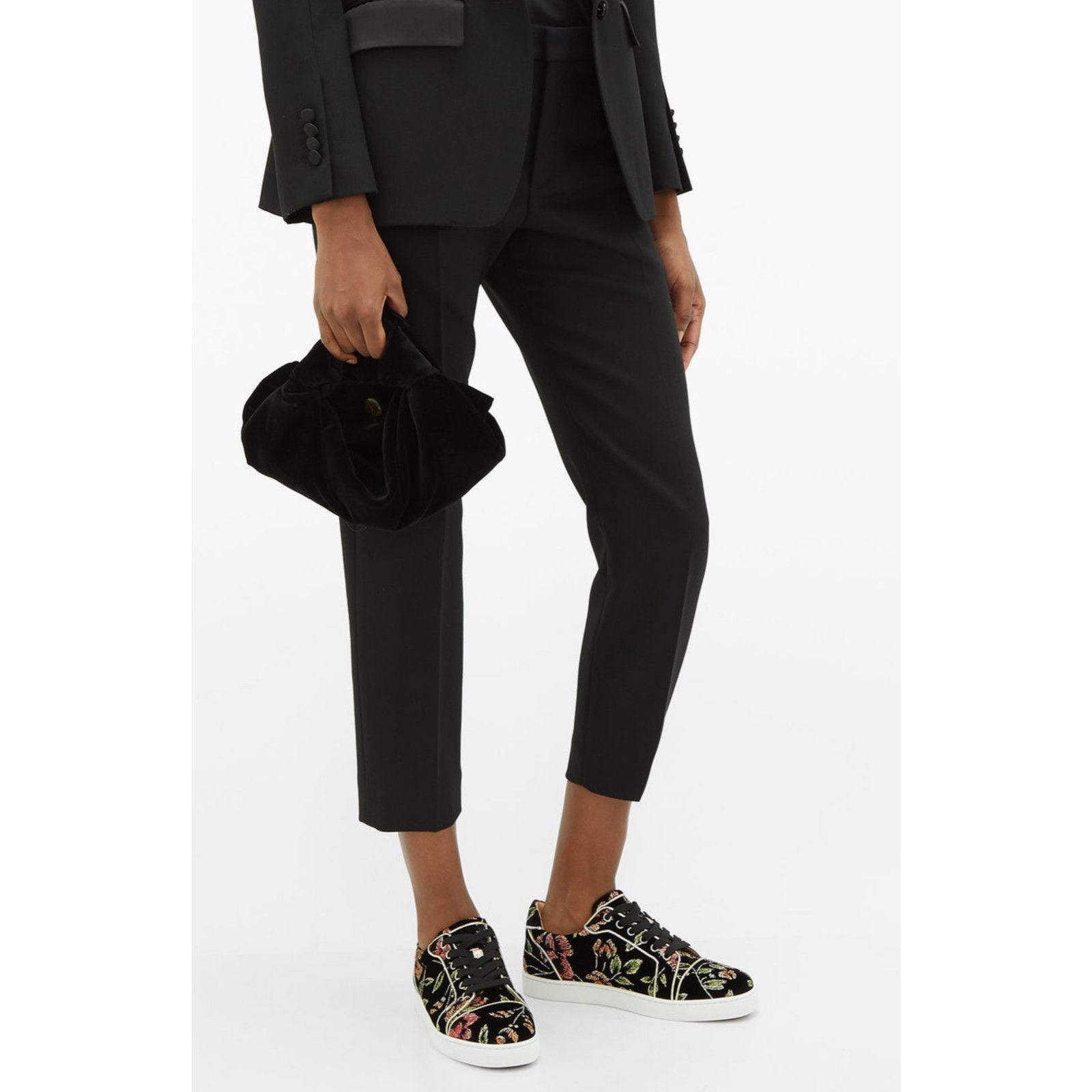 Christian Louboutin Christian Louboutin Flat Black Velvet Low Top Sneaker 41 Size US 11 / IT 41 - 5 Thumbnail