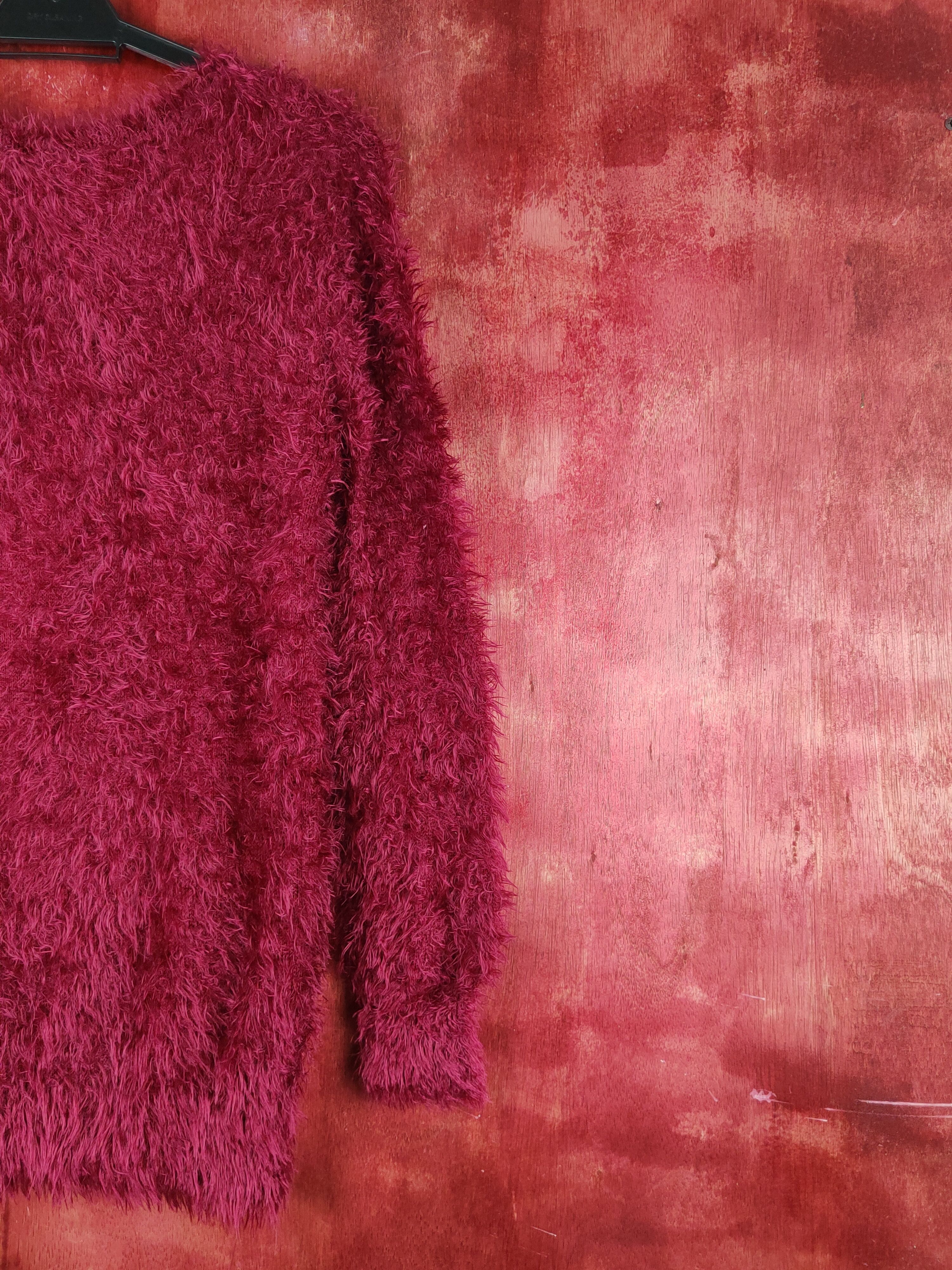 Homespun Knitwear Honeysuckle Rose Maroon Fur Mohair Knitwear #S2173 Size M / US 6-8 / IT 42-44 - 9 Thumbnail