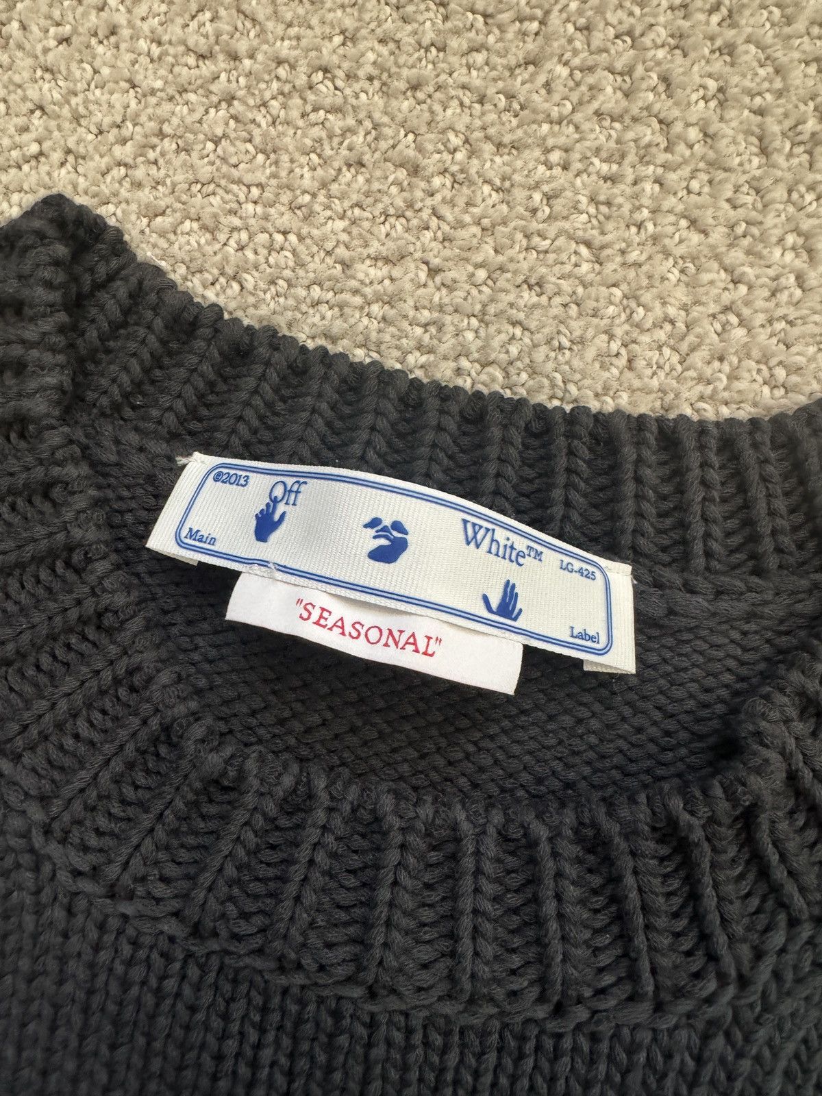 Off-White Off-White™ Big Check Chunky Knit Sweater Size US L / EU 52-54 / 3 - 3 Thumbnail