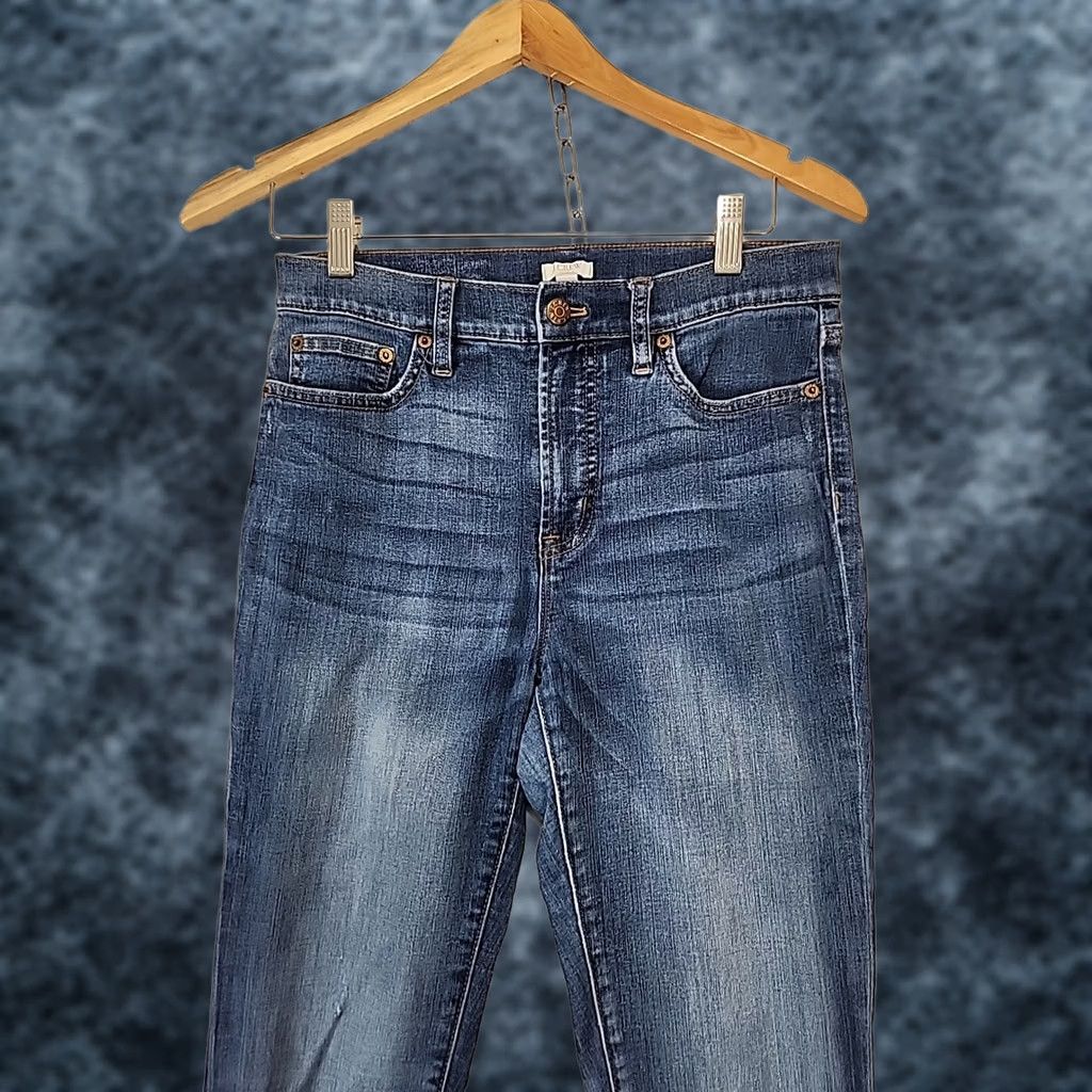 J.Crew J.CREW Stretch Skinny Ankle Blue Jeans Distressed Women's Sz 28 Whiskered Faded Size 28" / US 6 / IT 42 - 1 Thumbnail