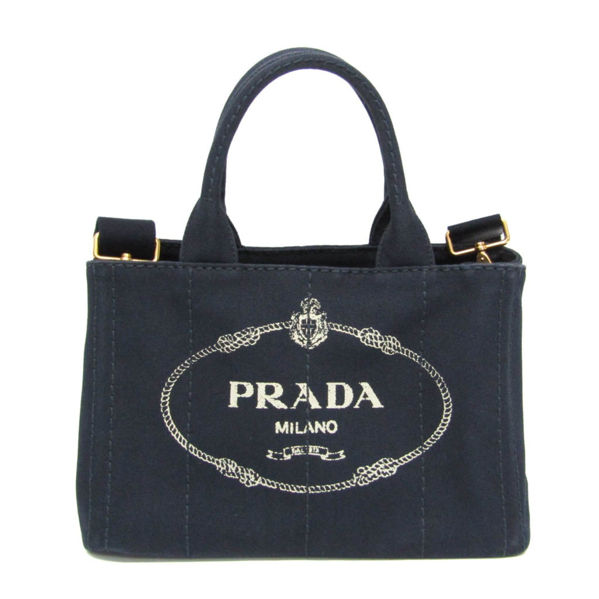 Prada Prada Canapa Women's Canvas Shoulder Bag,Tote Bag Dark Navy Size ONE SIZE - 1 Thumbnail