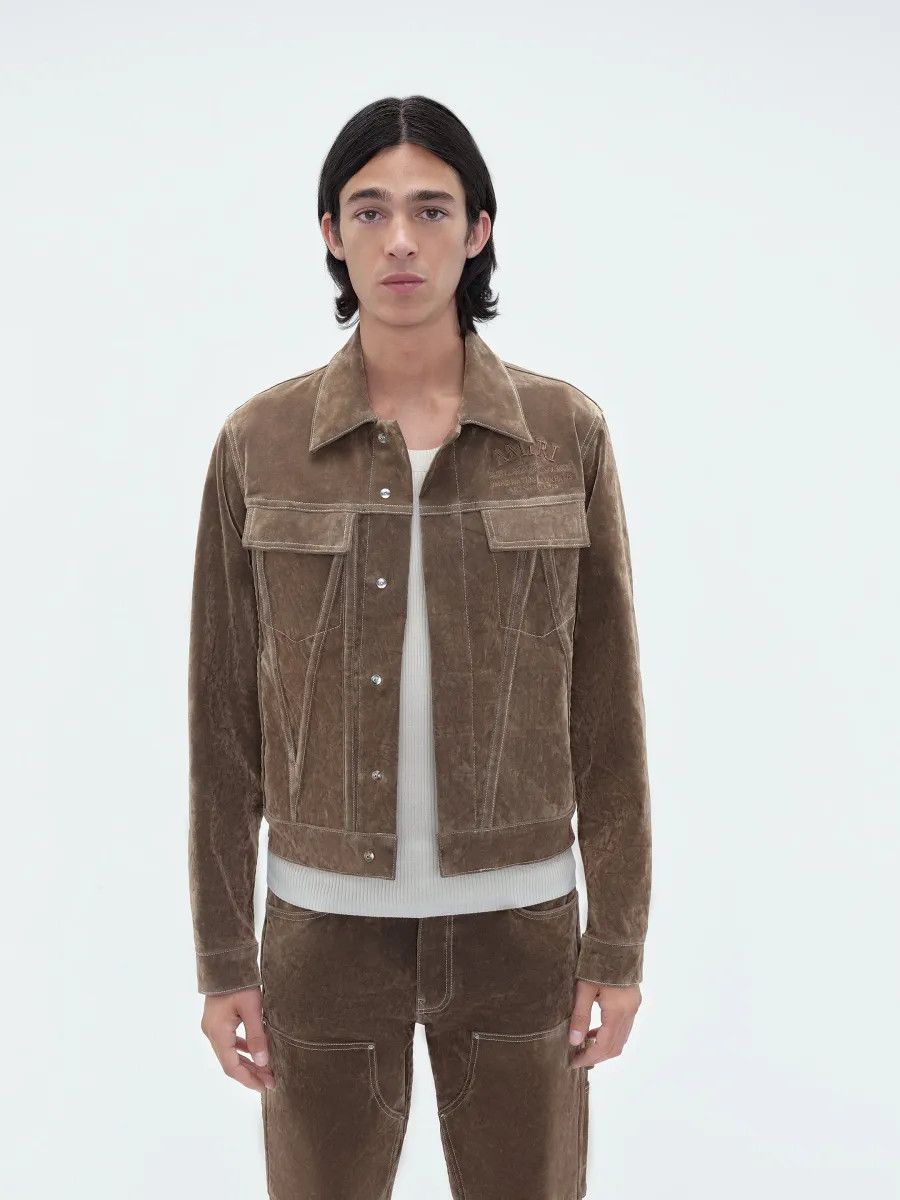 Amiri o1w1db10325 Flocked Ma Trucker Jacket in Brown Size US XL / EU 56 / 4 - 3 Thumbnail