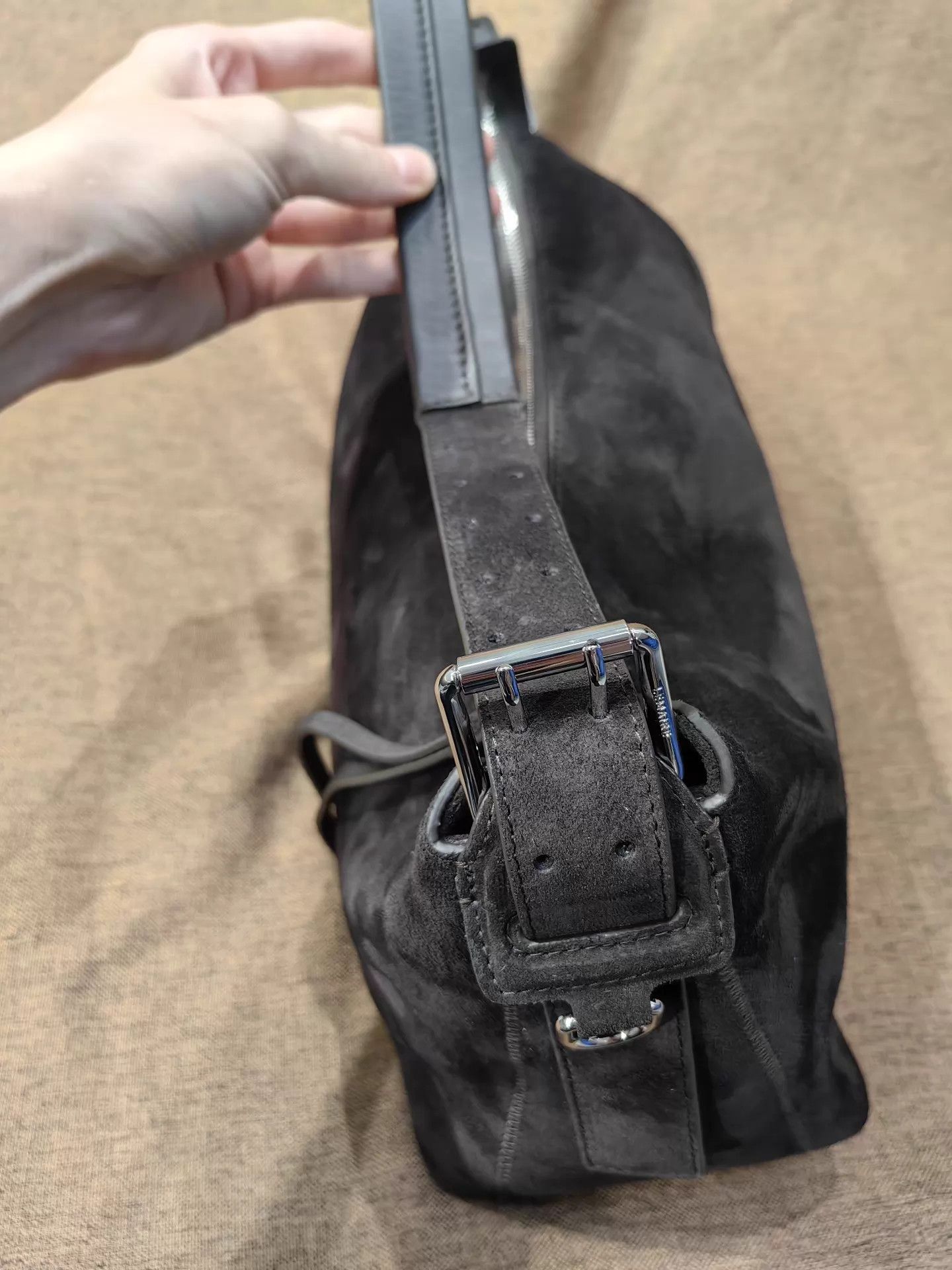 Lemaire LEMAIRE Suede Shoulder Bag Black Brown Near New Size ONE SIZE - 4 Thumbnail