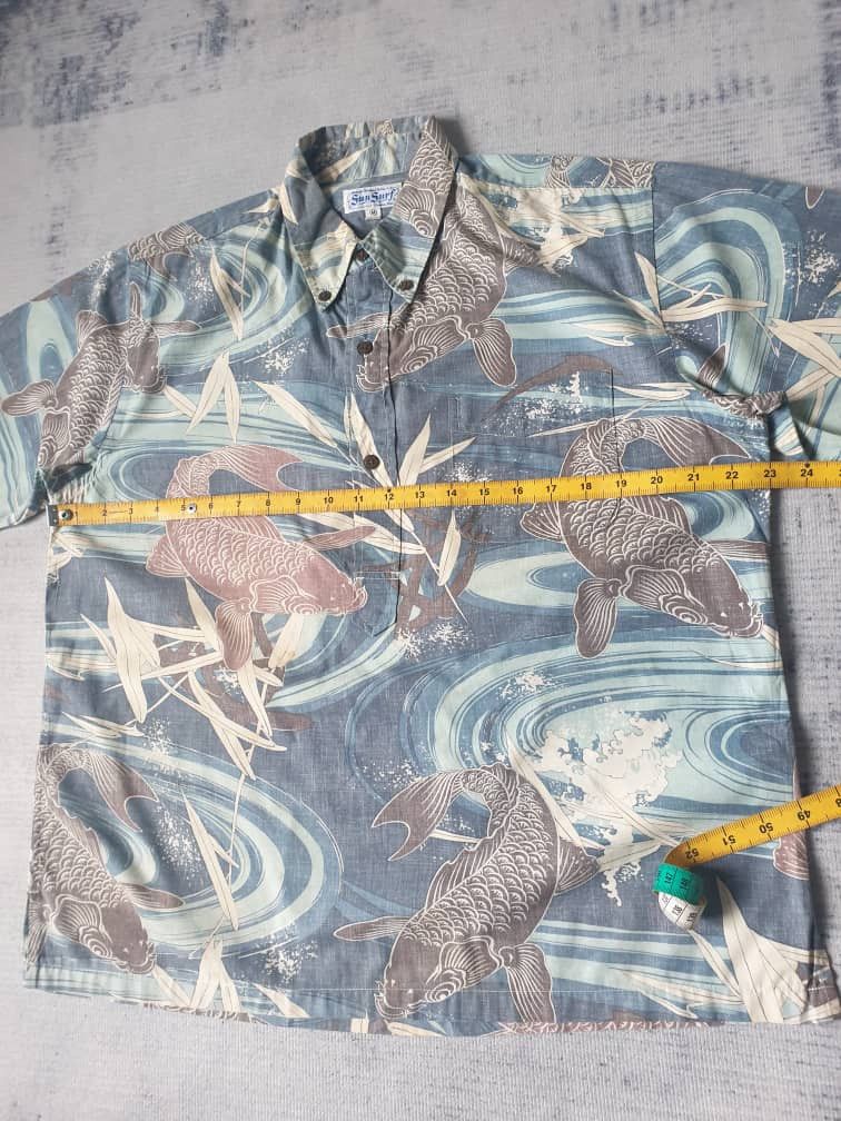 Sugar Cane 💥Sun surf fish koi yakuza Japanese pullover Hawaiian shirt Size US M / EU 48-50 / 2 - 13 Thumbnail