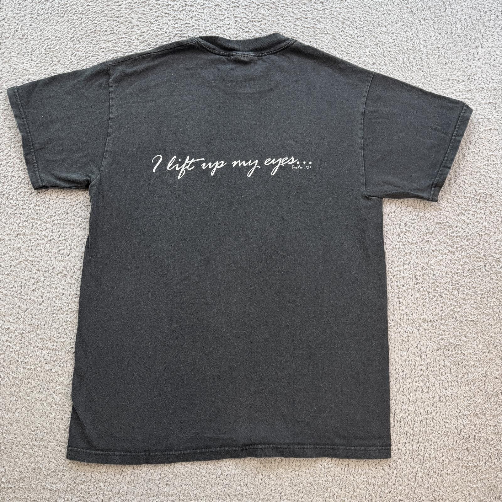 Hanes Vintage Jesus Christ Graphic T Shirt Black Psalm 121 Religon Size US M / EU 48-50 / 2 - 2 Thumbnail