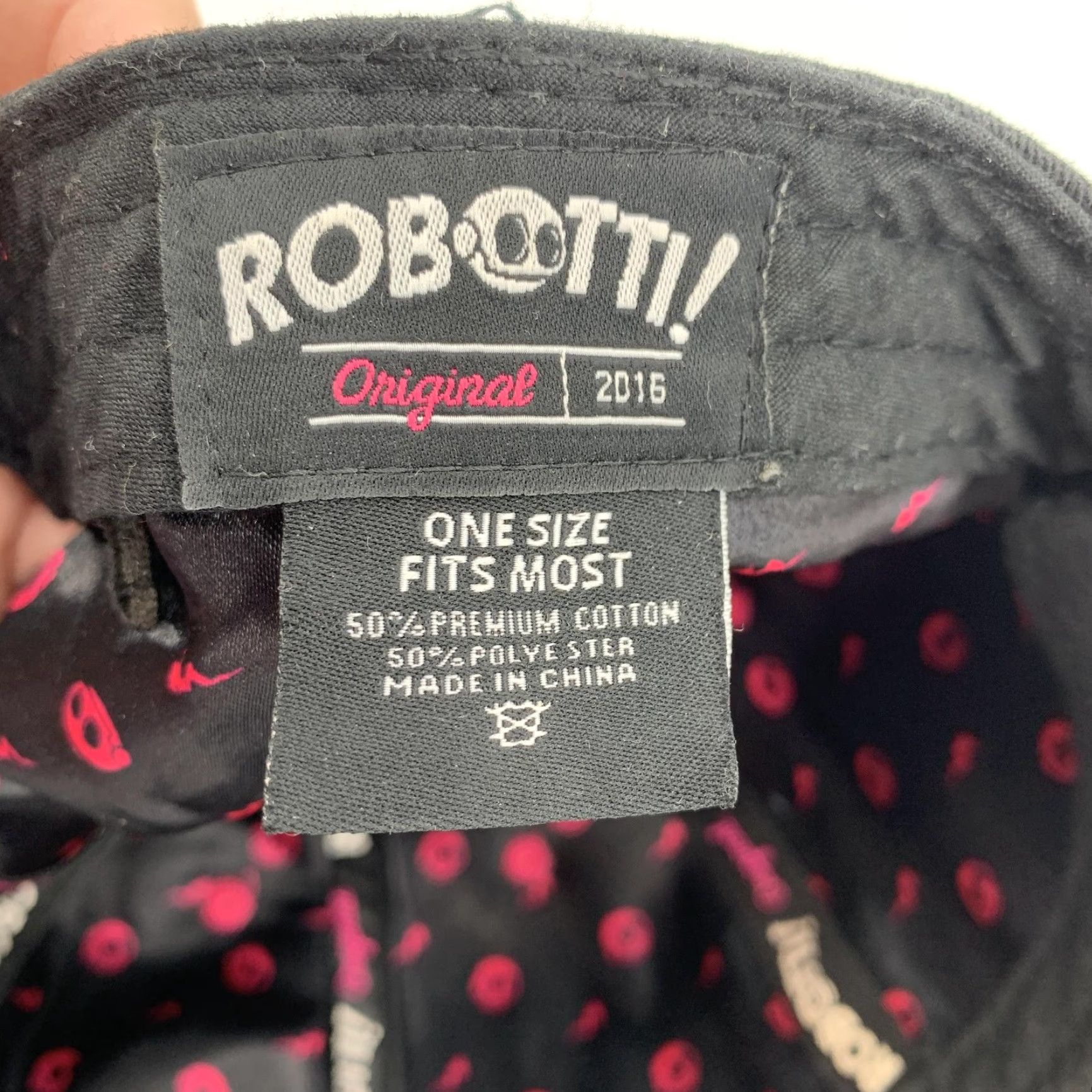 Logo 7 VINTAGE ROB0TT! Hat Cap Snap Back Mens Black Cartoon Smiley Face Logo Pink One Size Size ONE SIZE - 6 Thumbnail