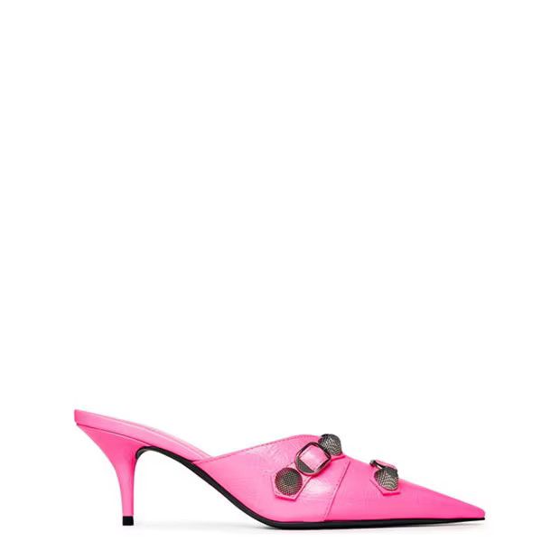 Balenciaga o1g2r1mq0924 Cagole Heeled Mules in Fluo Pink Size US 7 / IT 37 - 1 Thumbnail
