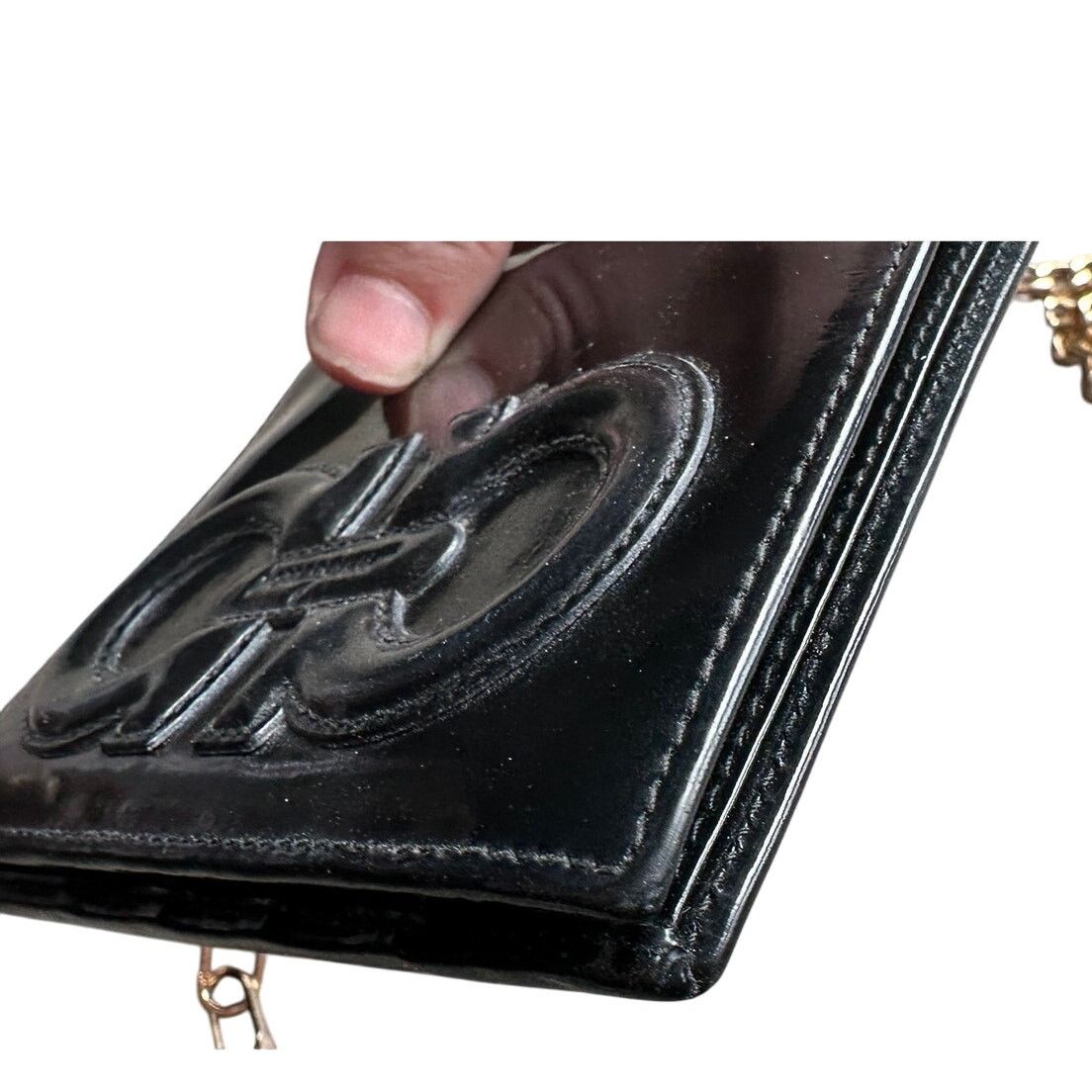 Salvatore Ferragamo Ferragamo Bi-fold Wallet - Double Gancini Enamel Black Size ONE SIZE - 9 Thumbnail