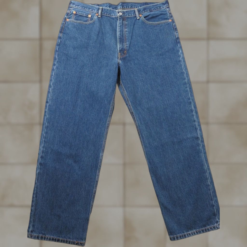 Levi's VINTAGE Levi's 550 Jeans Blue 42X32 Regular Mens Relaxed Straight 5-Pocket Denim Cotton Zip Tapper leg 42 in inseam 32 in 90s/Levi's 500 Series Size US 42 / EU 58 - 1 Thumbnail