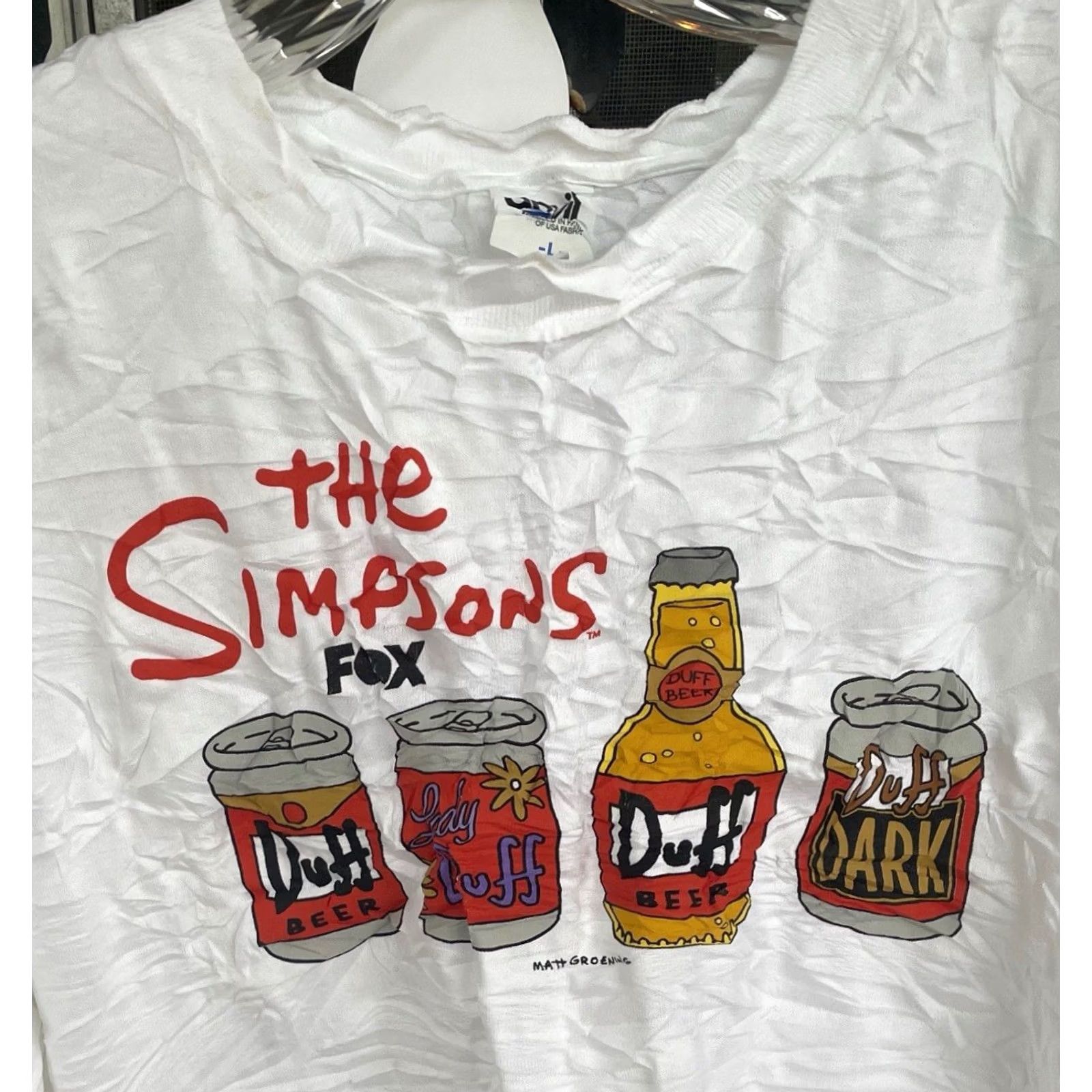 Vintage VINTAGE Simpsons Shirt Men’s Large FOX Promo Tee 2007 Matt Groening Duff Beer RARE White L Mens Size US L / EU 52-54 / 3 - 2 Thumbnail