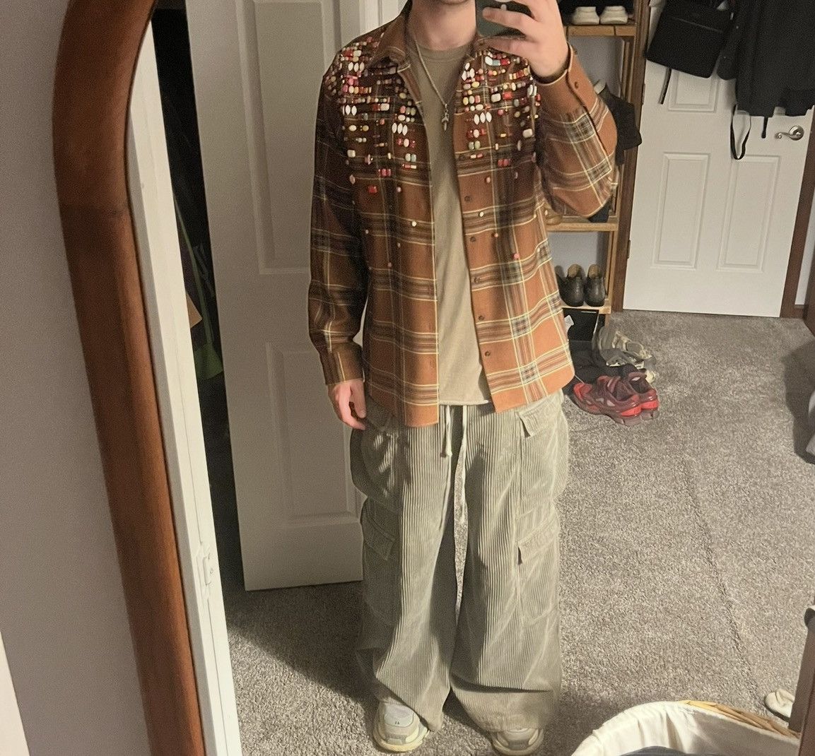 Dsquared2 Dsquared2 Brown Flannel Jacket Embellished Jewels Size US M / EU 48-50 / 2 - 19 Thumbnail