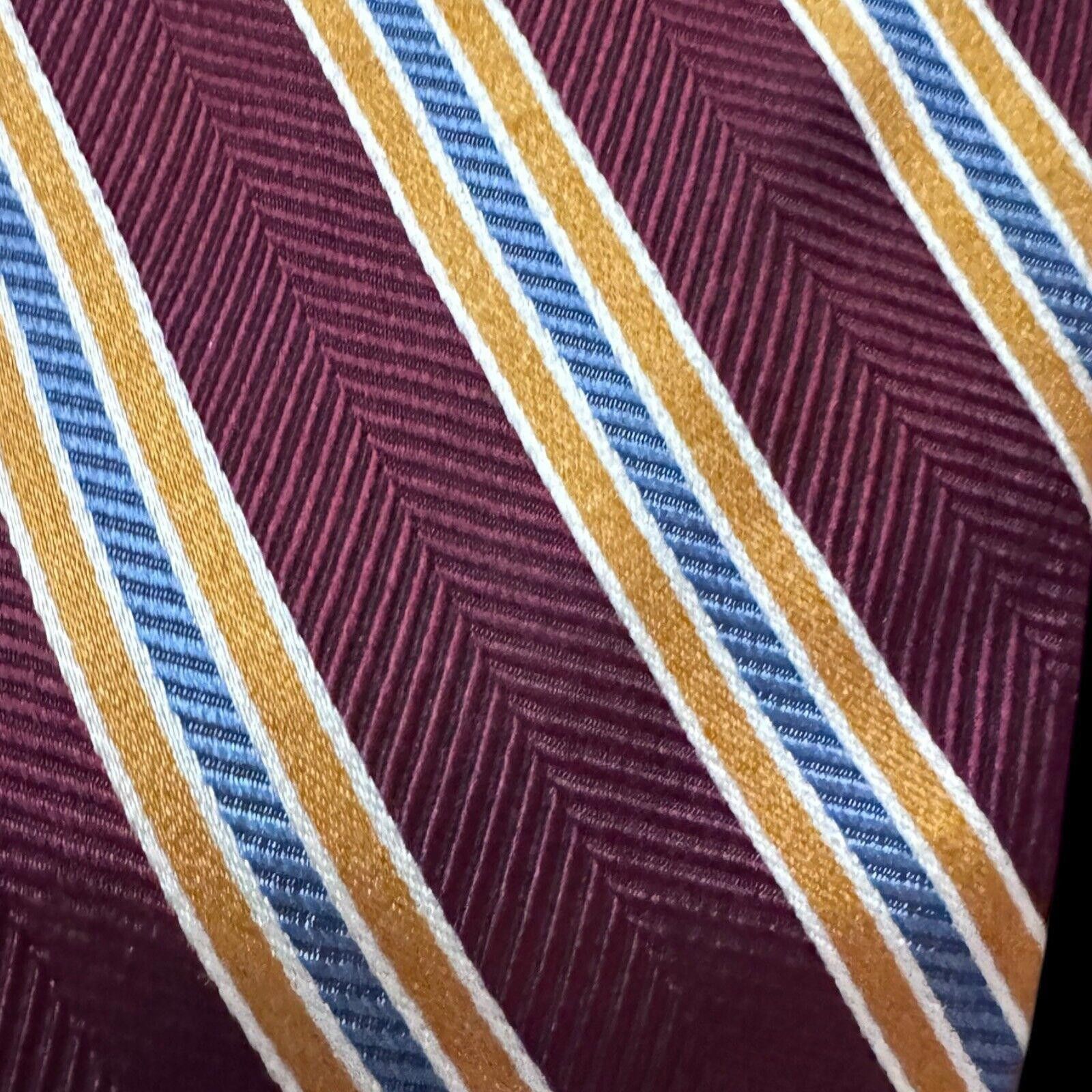 Jos. A. Bank Jos. A. Bank Maroon Gold & Blue Striped Silk Tie Necktie Size ONE SIZE - 2 Thumbnail