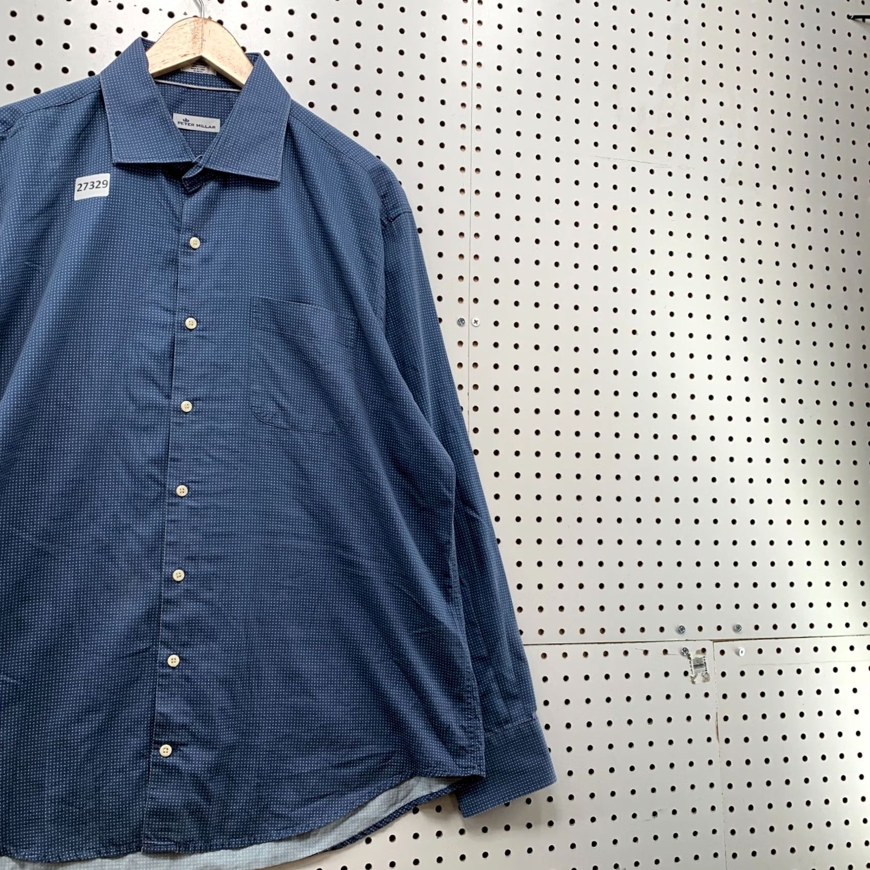 Peter Millar Peter Millar Pocket Button Shirt Blue Long Sleeve Polka Dot Mens XL) Size US XL / EU 56 / 4 - 4 Thumbnail