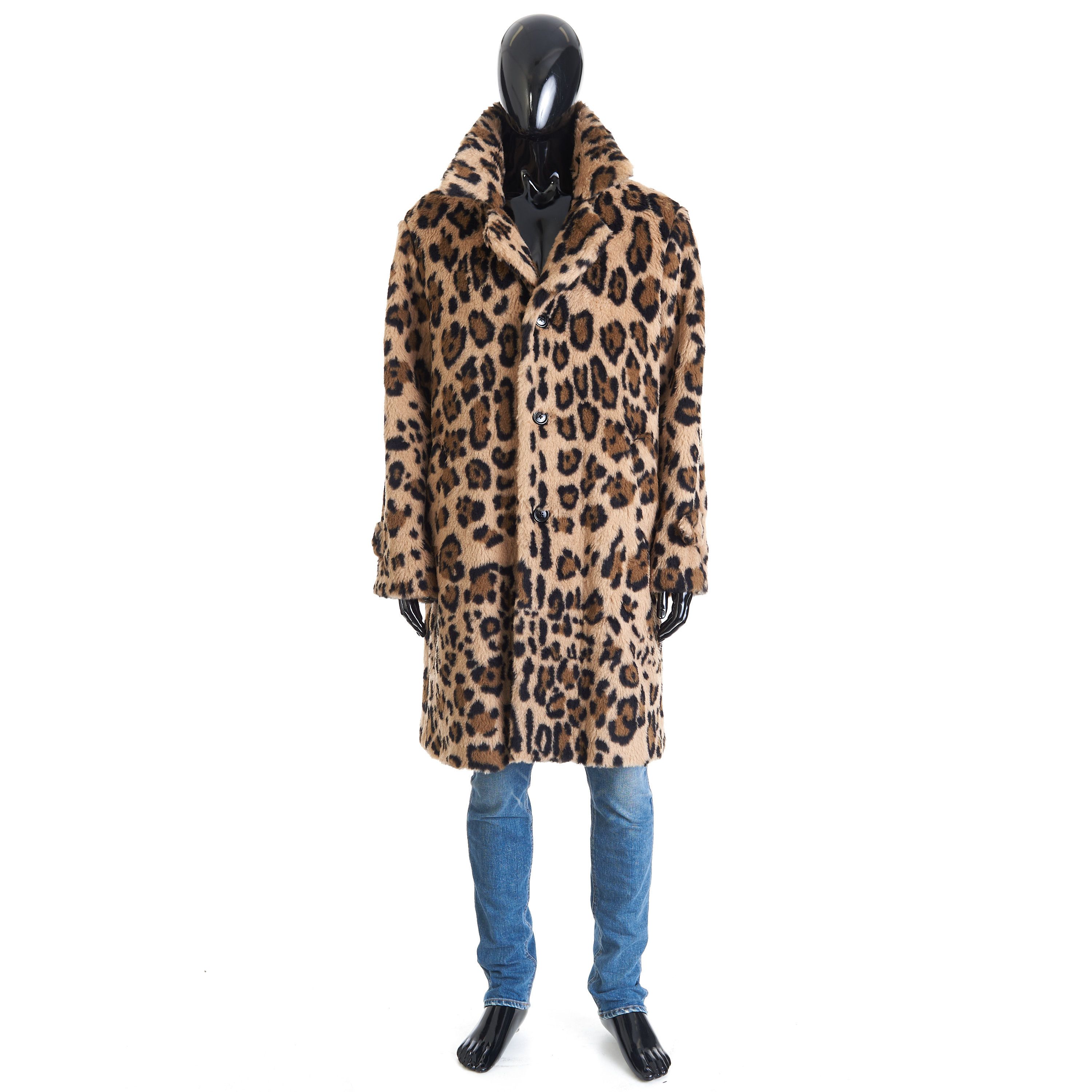 image of Celine Oversized Mac Coat In Leopard Print Alpaca, Men's (Size Small)