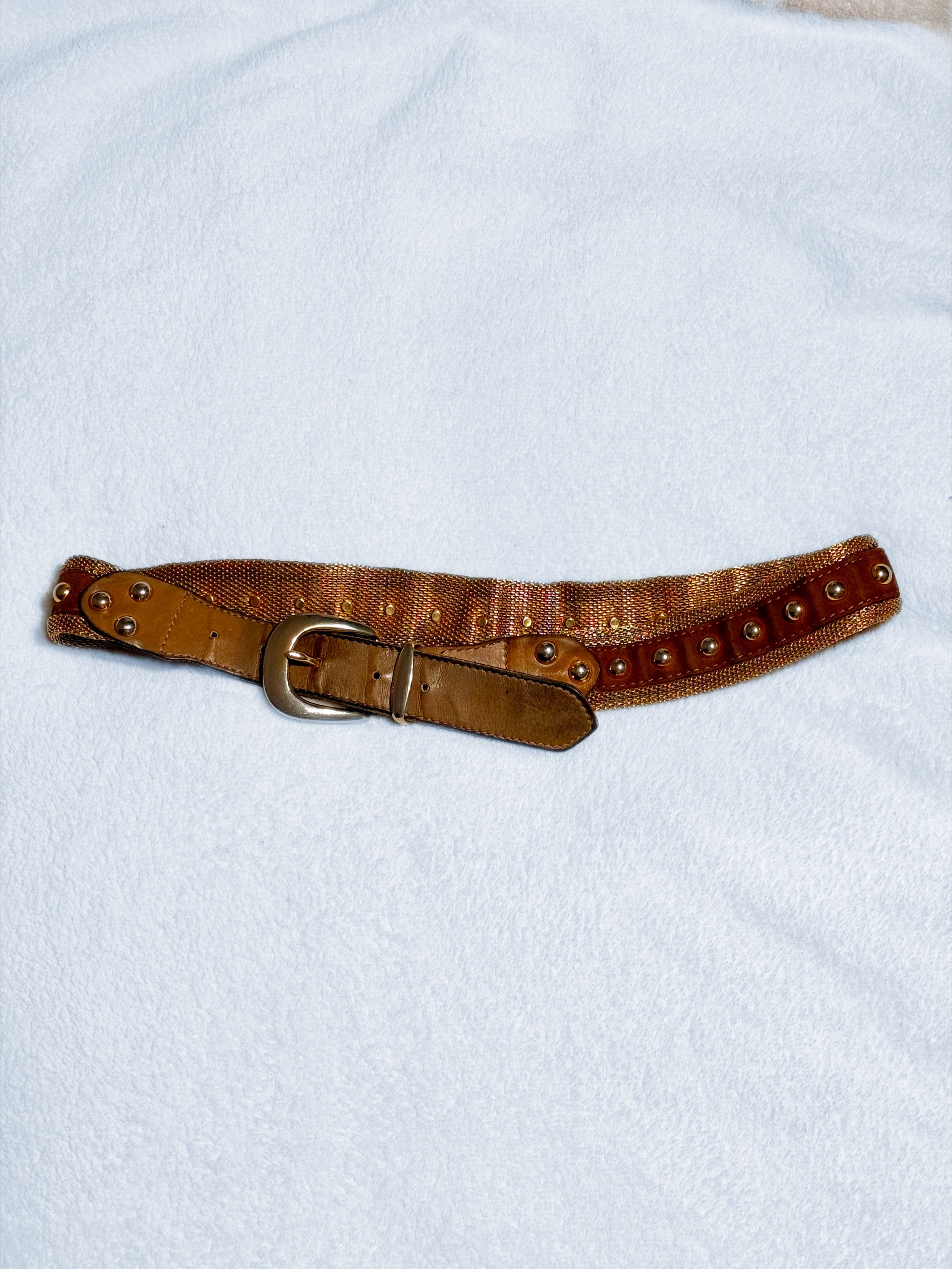 Escada Vintage Escada Bronze Mesh Chainmail Belt with Studs 1980s Size ONE SIZE - 1 Thumbnail