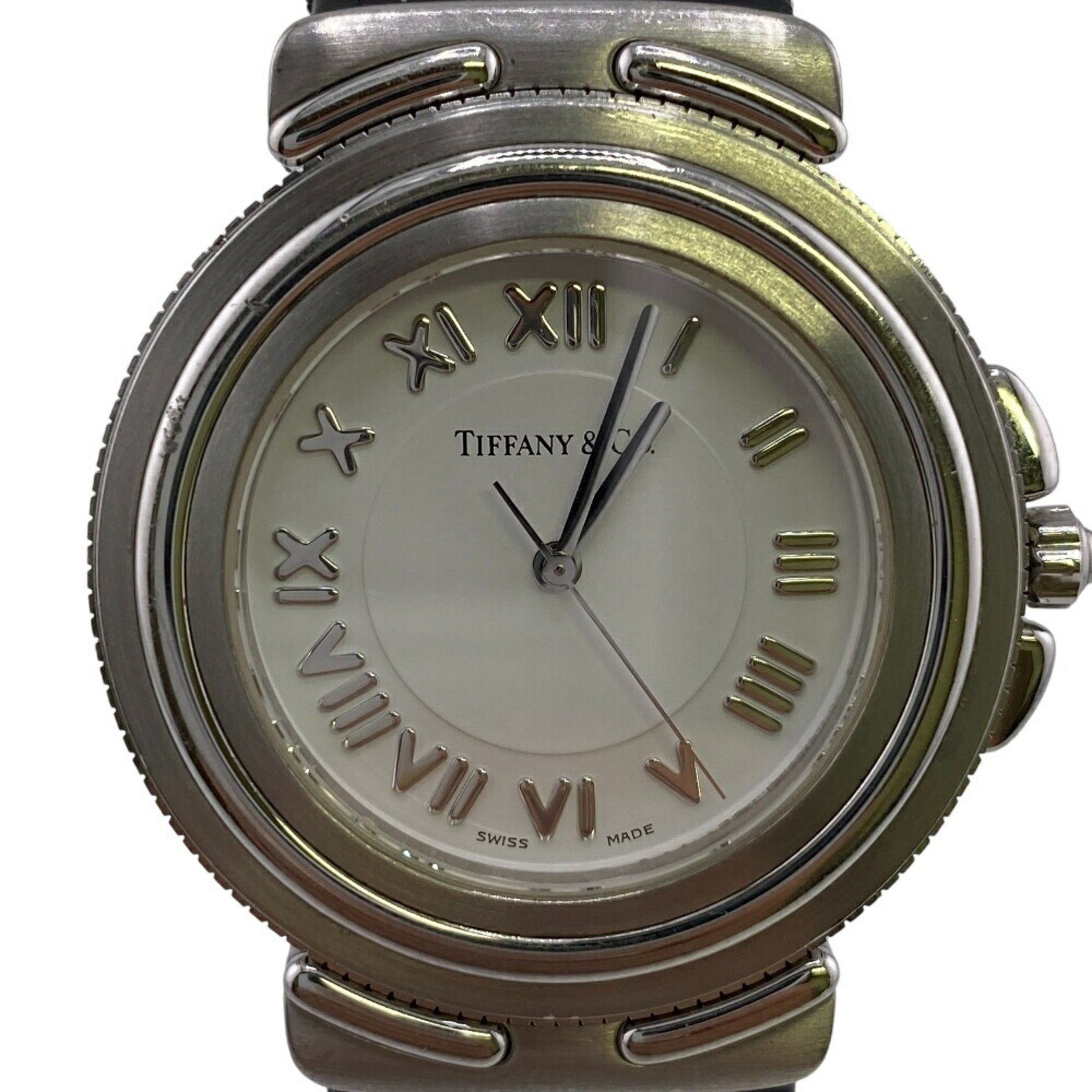 Tiffany Co Tiffany&co. Tiffany M081 5-389 Intaglio K185D6R Band R 6.5 Watch Analog Digital Silver Women's in Black