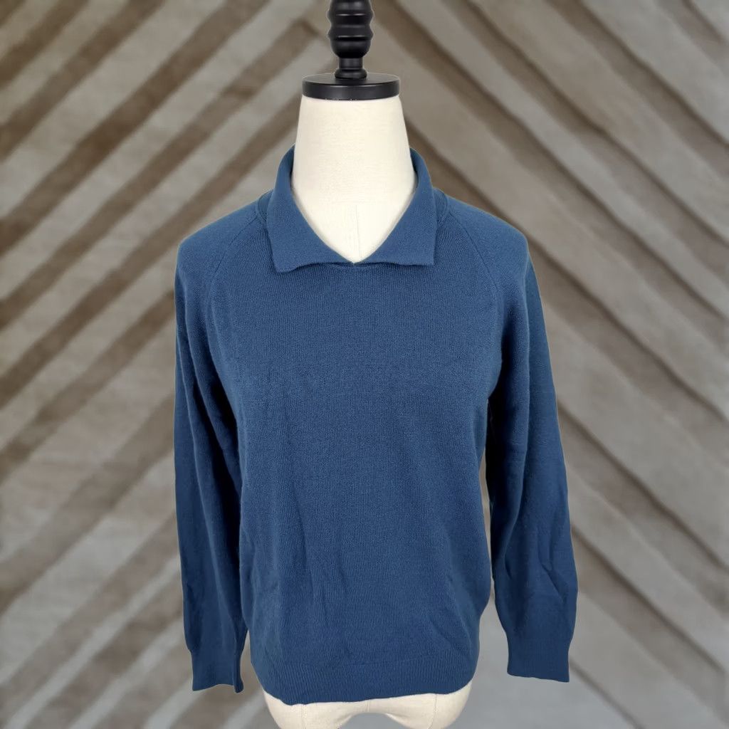 Vintage VINTAGE Designers Originals Sweater XS Womens Collared Raglan Blue 80s 90s Retro Pullover Size XS / US 0-2 / IT 36-38 - 1 Thumbnail