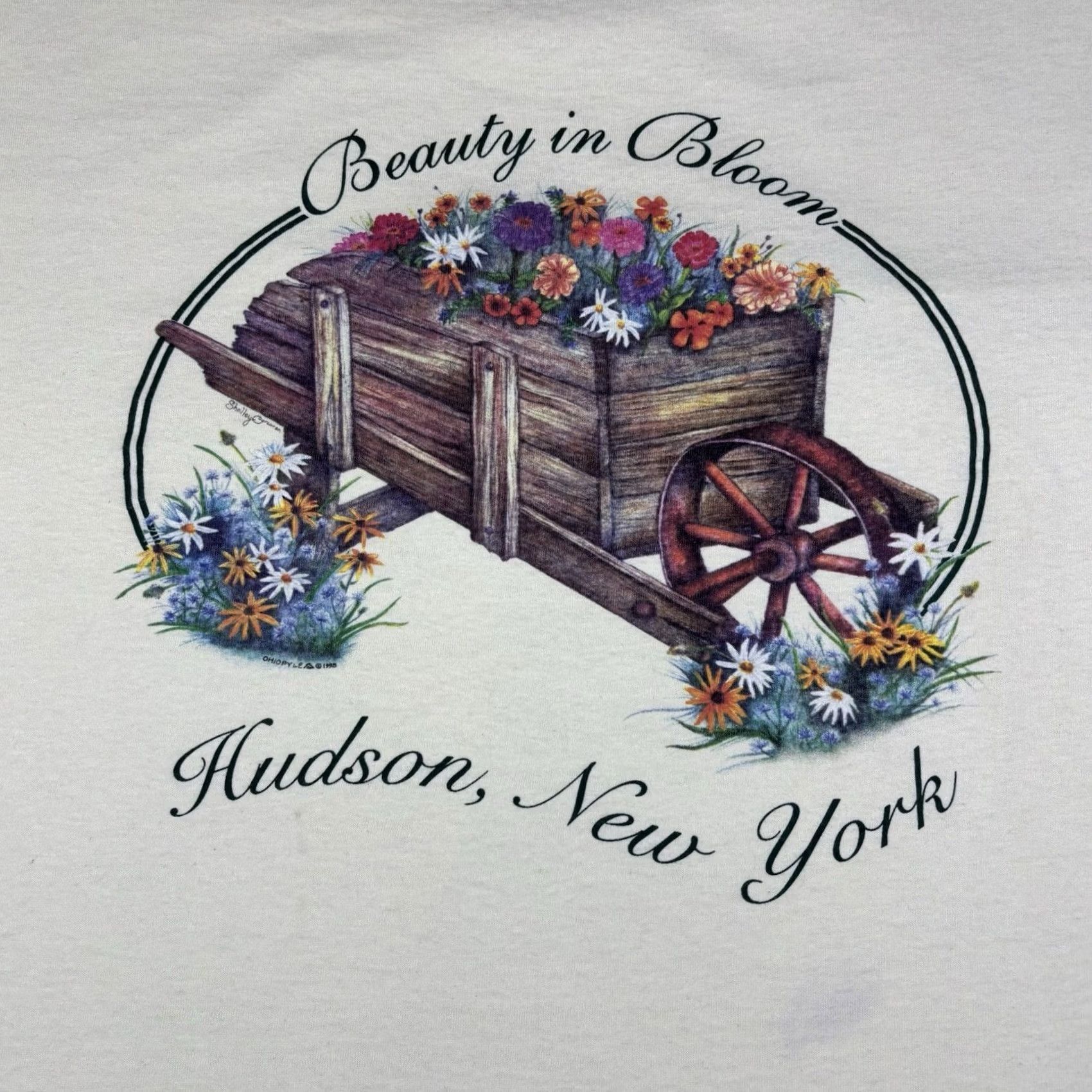 Hanes VINTAGE Beauty In Boom Flower Shop Promo T Shirt Mens L White 90s Graphic Print Crew Neck Short Sleeve Hanes Size US L / EU 52-54 / 3 - 3 Thumbnail