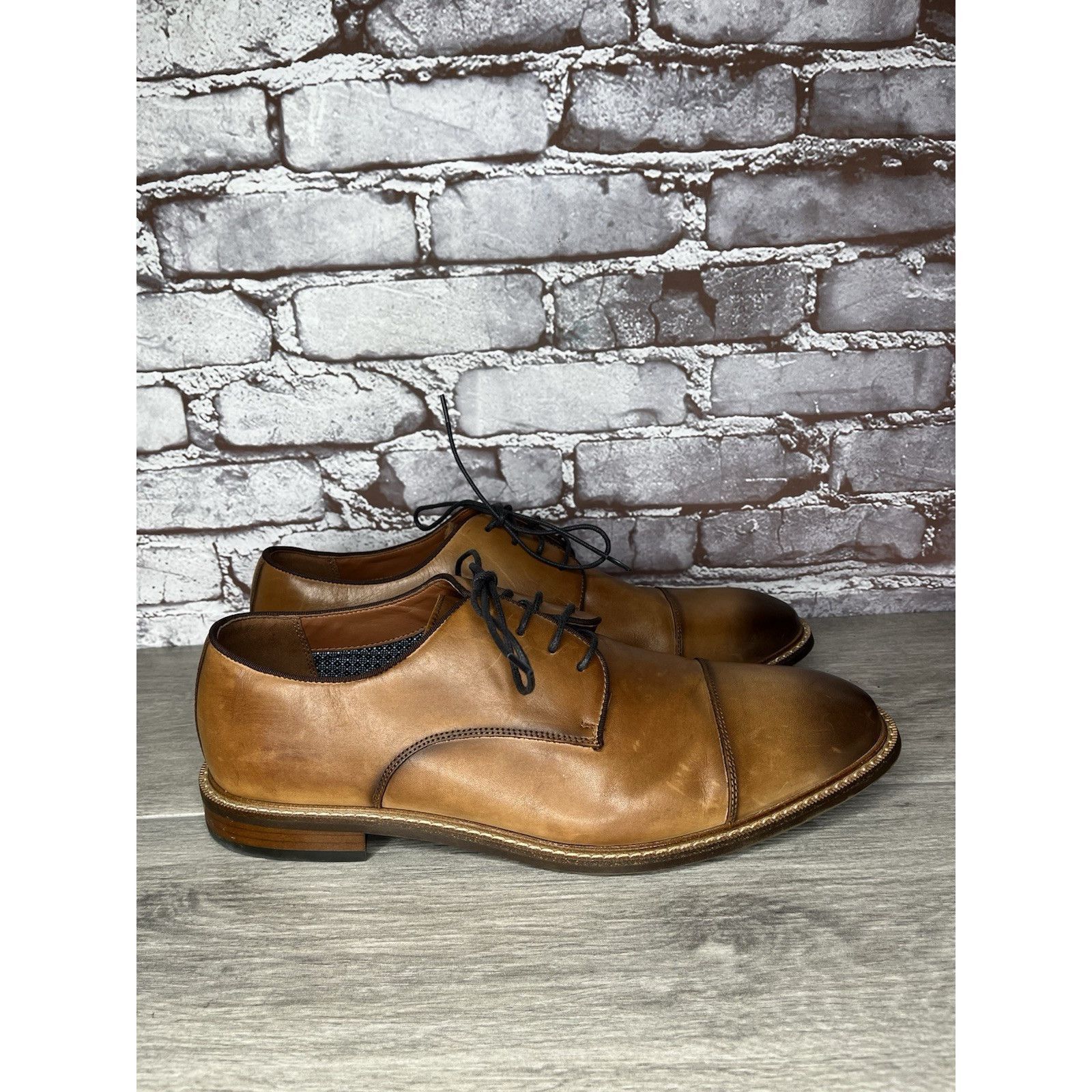 Vince Camuto Vince Camuto Lamson Cognac Brown Leather Dress Oxfords Shoes Size US 12 / EU 45 - 13 Thumbnail