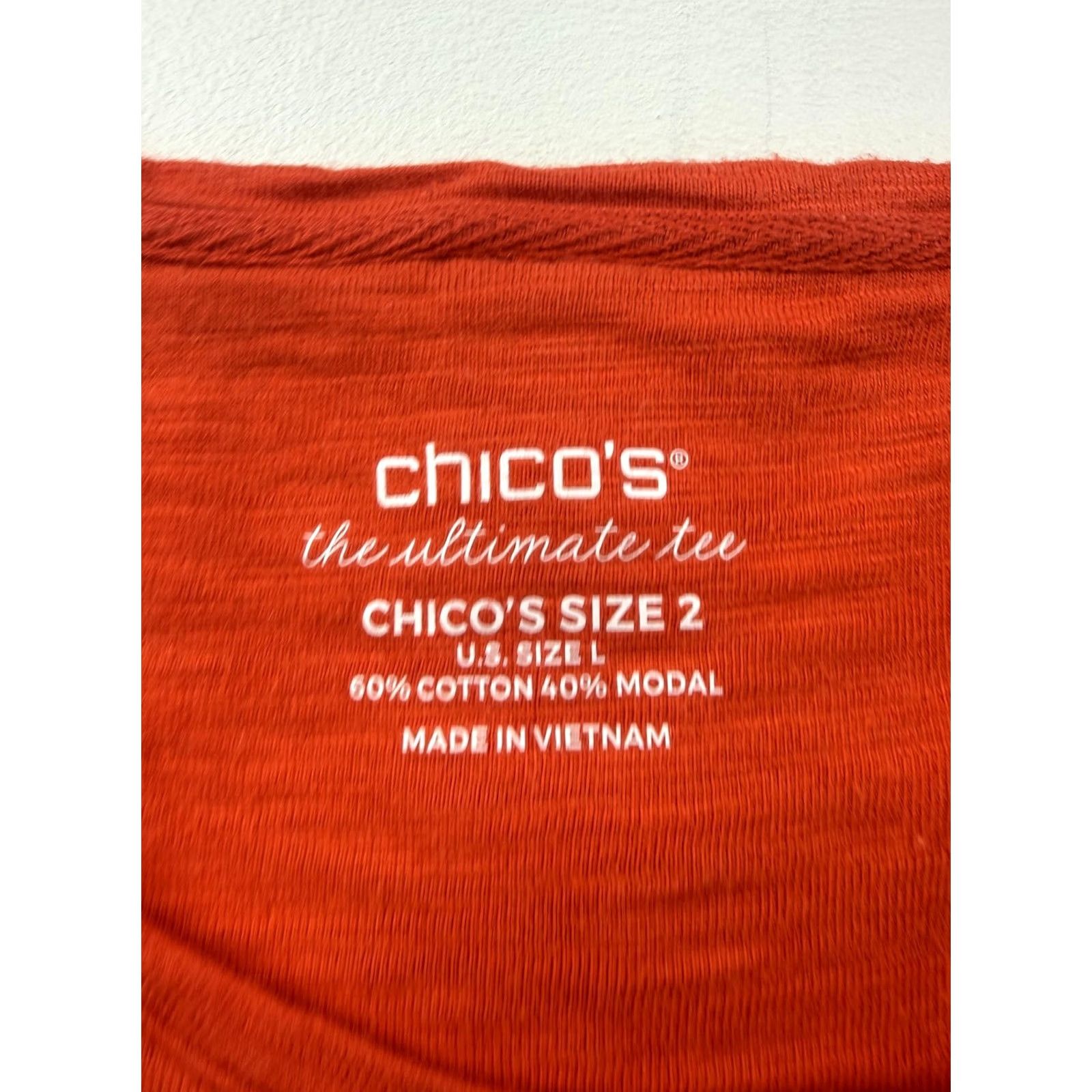 Vintage Chico's Shirt Womens Large Red Ultimate Tee Scoop neck Short Sleeve Top Size L / US 10 / IT 46 - 3 Thumbnail