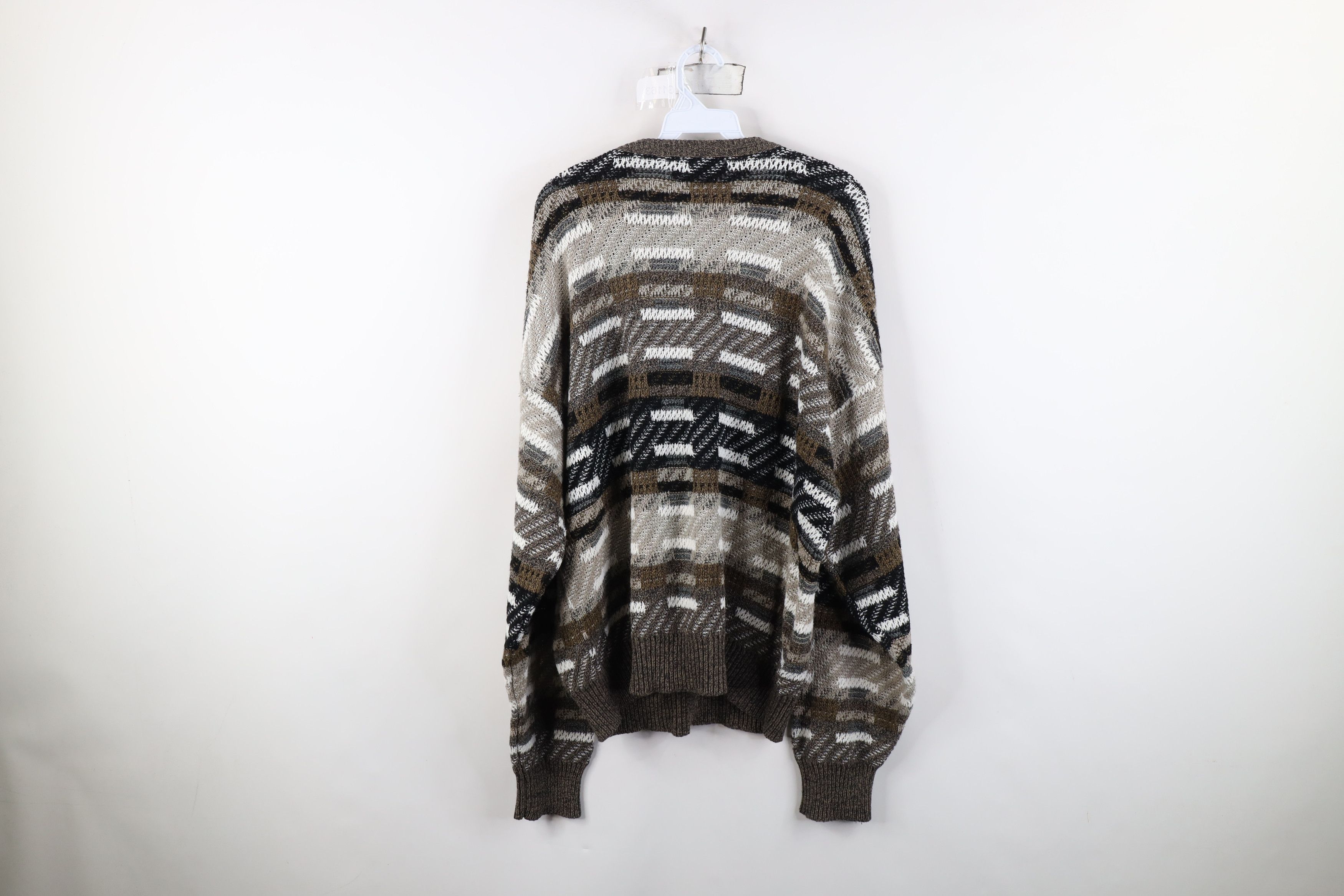 Vintage Vintage 90s Streetwear Geometric Knit Crewneck Sweater USA Size US XL / EU 56 / 4 - 7 Thumbnail
