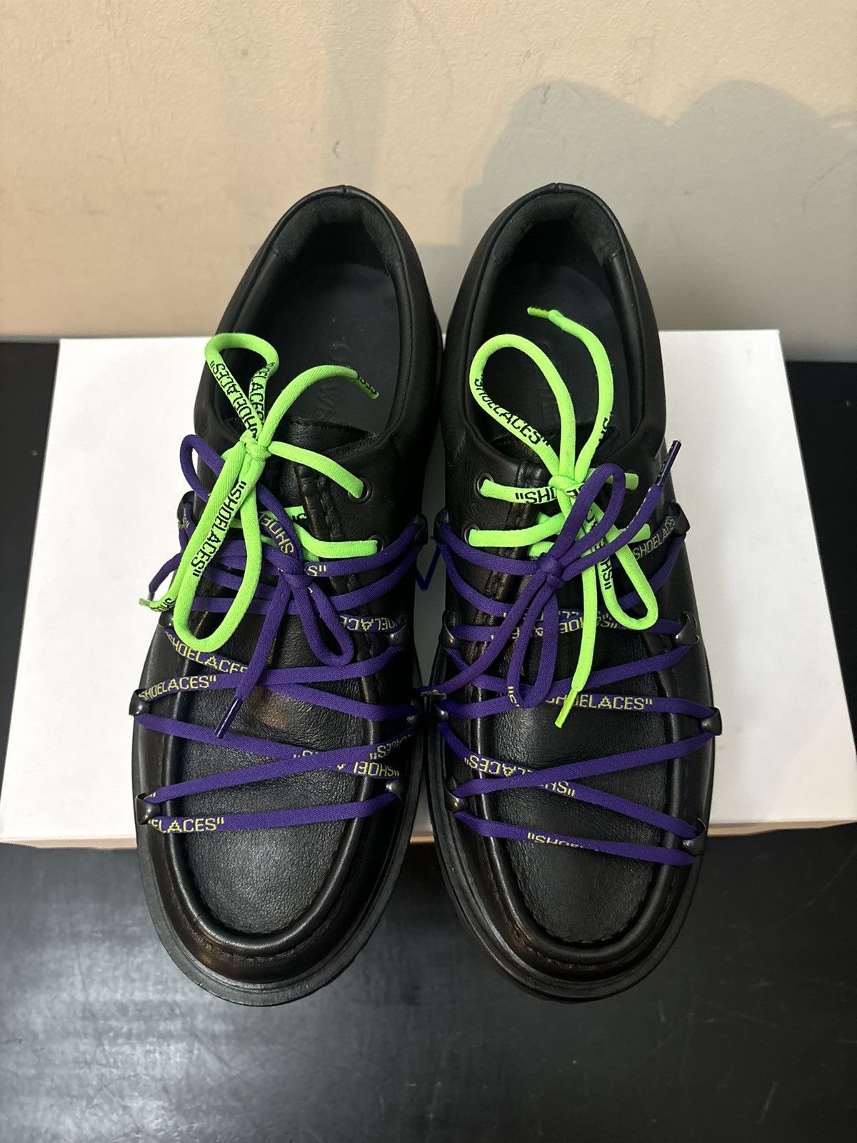 Off-White Off White Heritage Leather Derby Black Green Purple Size US 10 / EU 43 - 2 Thumbnail