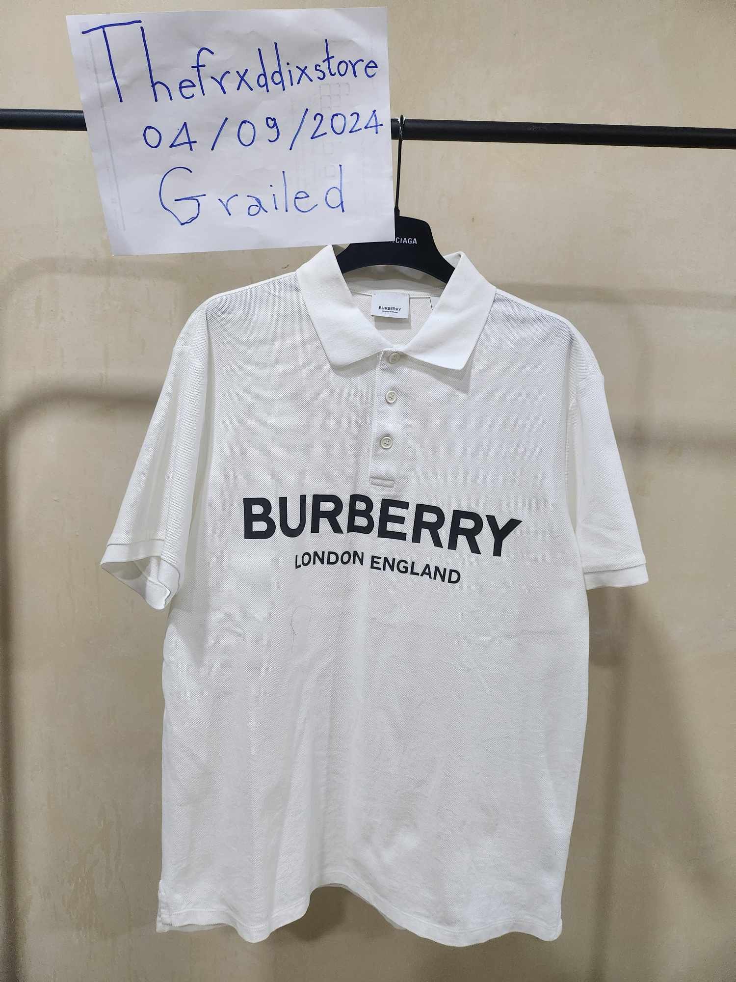 Burberry logo white polo