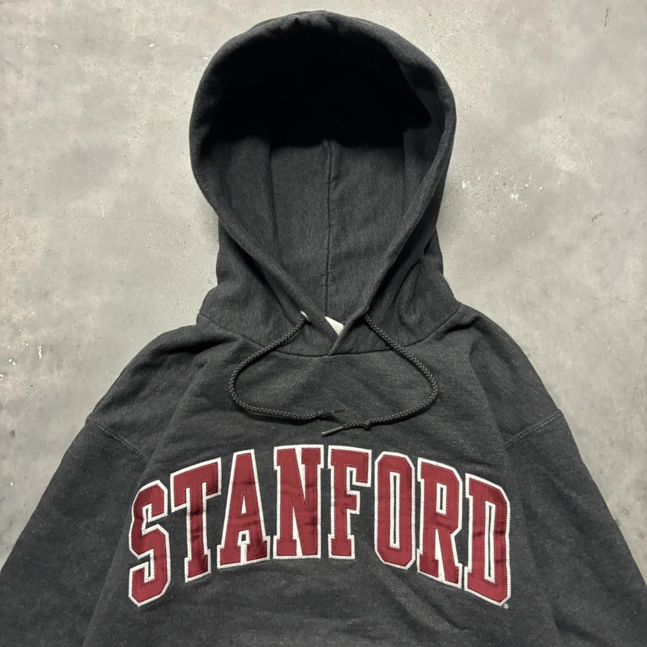 Japanese Brand × Vintage Crazy Vintage Y2K/2000s Grey Stanford College Spellout Essential Hoodie! Size US S / EU 44-46 / 1 - 2 Thumbnail