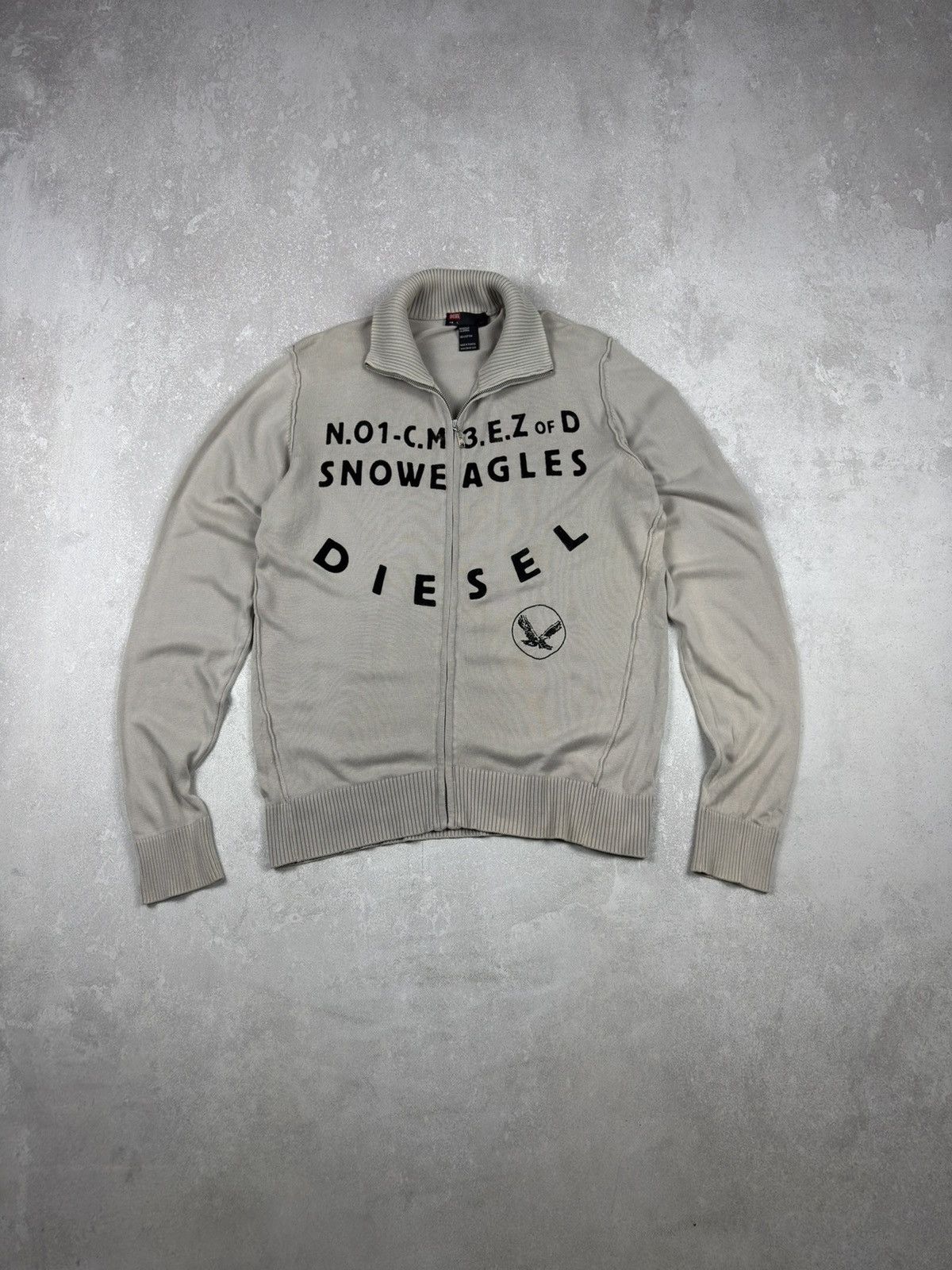Diesel Vintage Diesel Snoweagles Light Zip Beige Sweater Y2K Size US L / EU 52-54 / 3 - 1 Thumbnail
