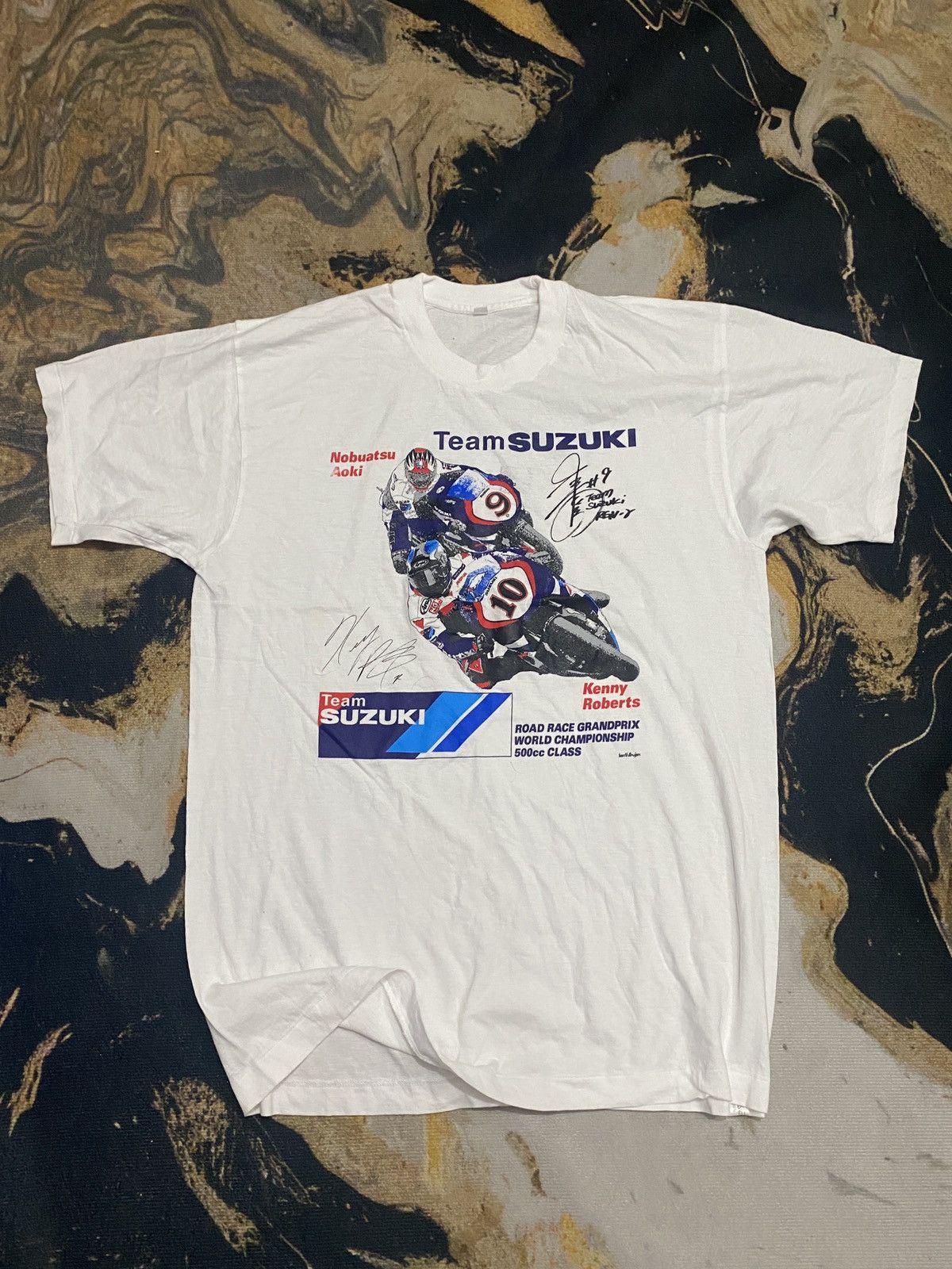 Vintage 🔥VINTAGE 90’s Suzuki Racing Team Kenny Roberts Aoki Tshirt Size US L / EU 52-54 / 3 - 1 Thumbnail