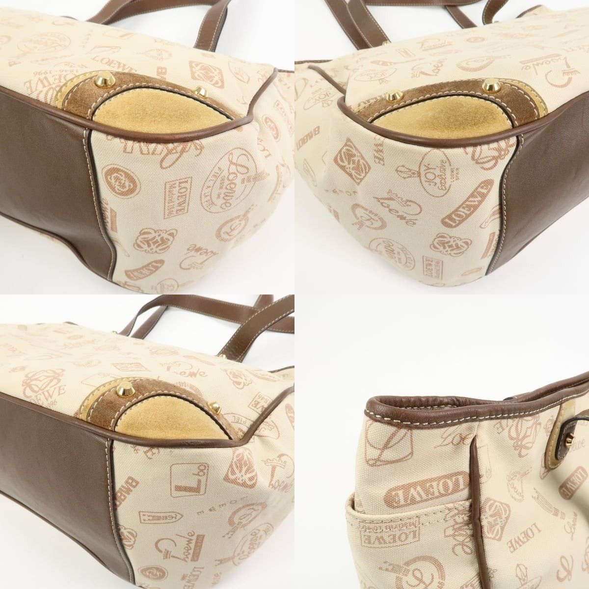 Loewe Loewe Anagram Canvas & Suede Tote Ivory Size ONE SIZE - 5 Thumbnail