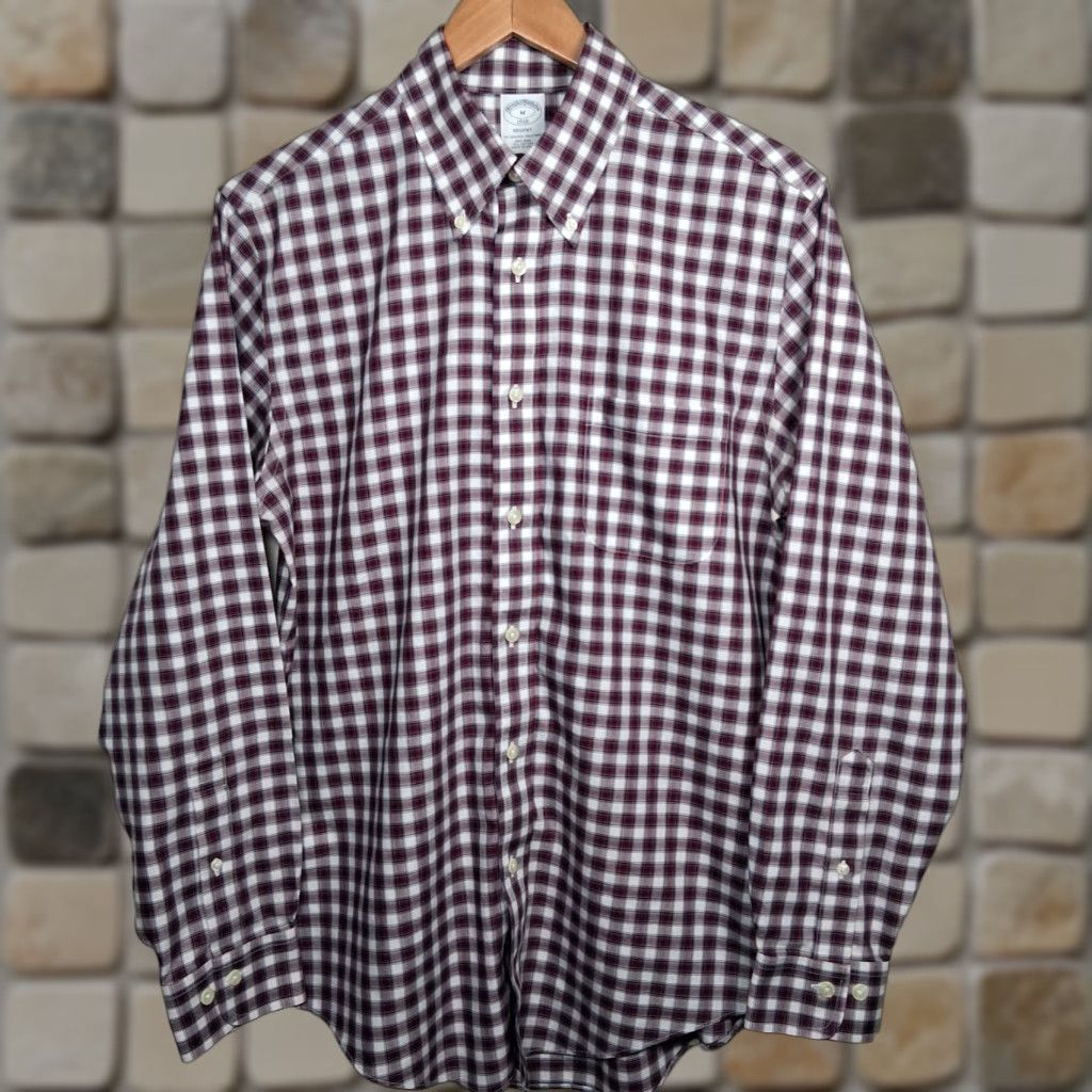 Brooks Brothers Brooks Brothers Shirt Men Meidum Regent Fit White Red Blue Plaid Button Down Size US M / EU 48-50 / 2 - 1 Thumbnail