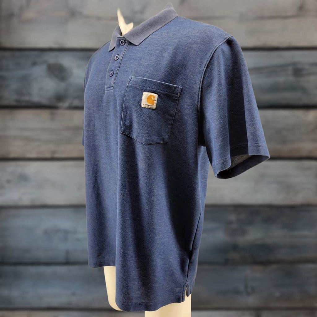 Carhartt Carhartt K570 Mens XL REG Blue Short Sleeve Polo Shirt Work Casual Pocket Shirt Size US XL / EU 56 / 4 - 1 Thumbnail