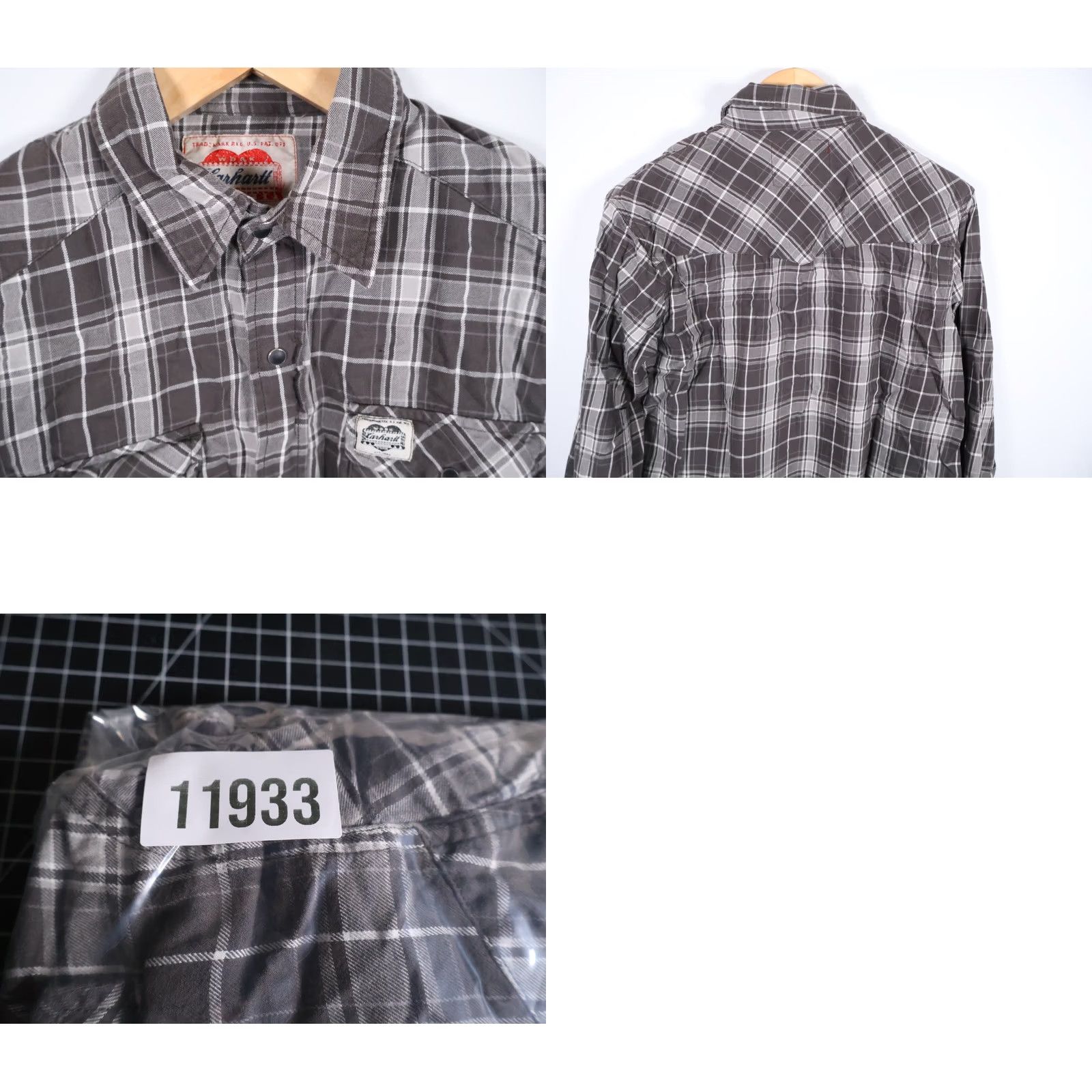 Carhartt Carhartt Western Shirt Men's Large Gray Black Plaid Snap Flannel Size US L / EU 52-54 / 3 - 9 Thumbnail