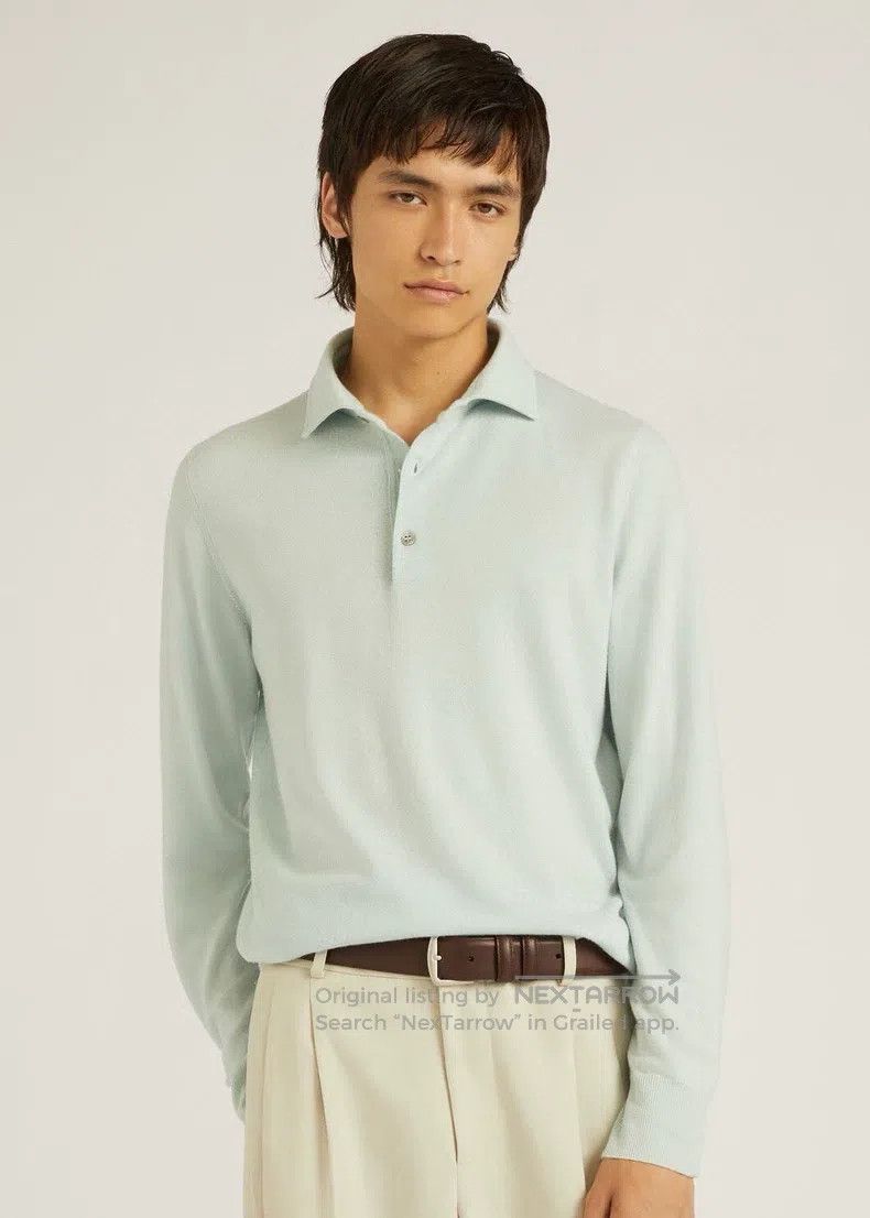 Loro Piana LORO PIANA Cashmere Polo in Ice Cream Color 100% Cashmere Size US L / EU 52-54 / 3 - 3 Thumbnail