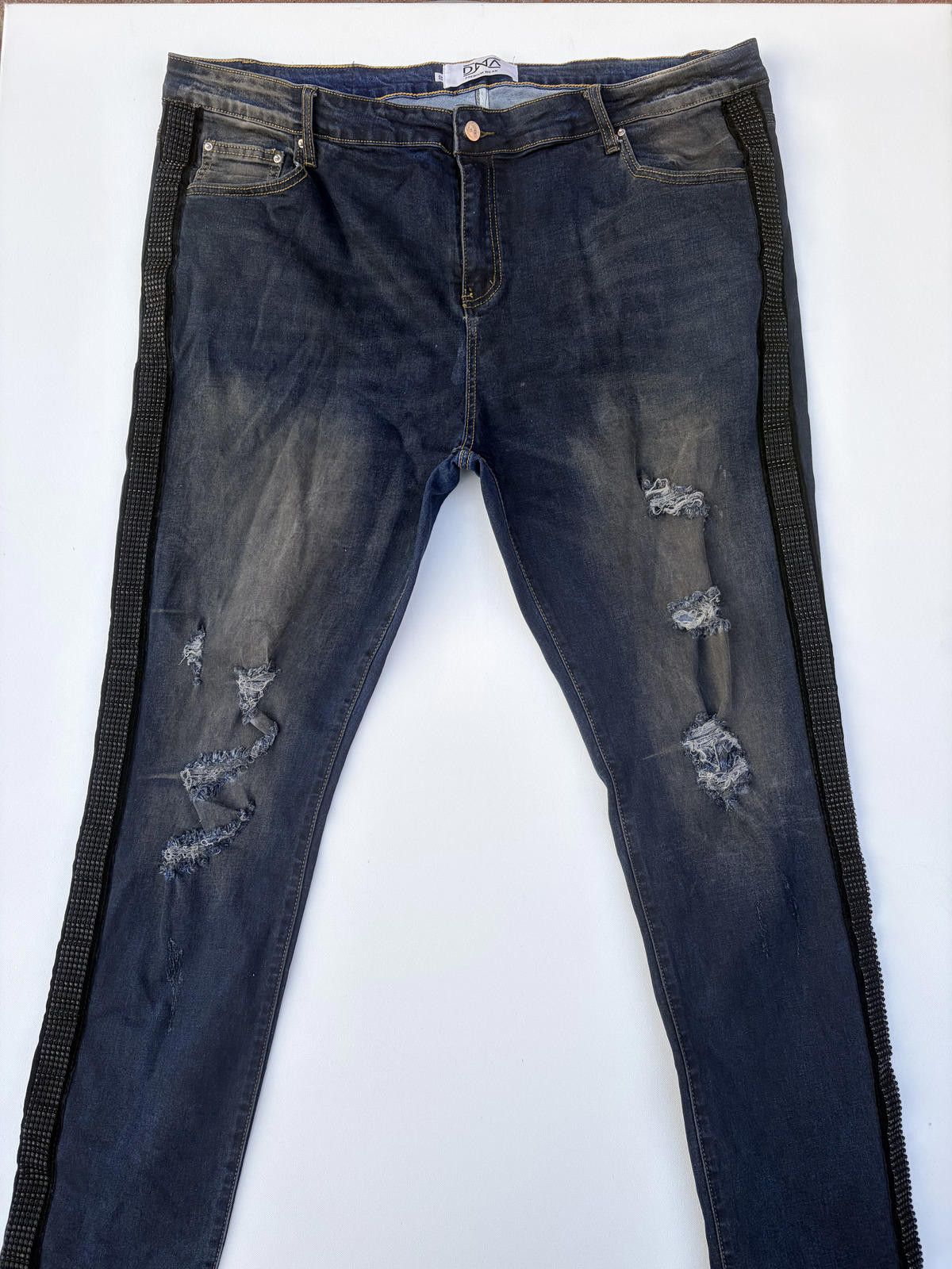 Other DNA Premium Wear Distressed Blk Strip Jeans (Size 44x32) Size US 44 / EU 60 - 1 Thumbnail
