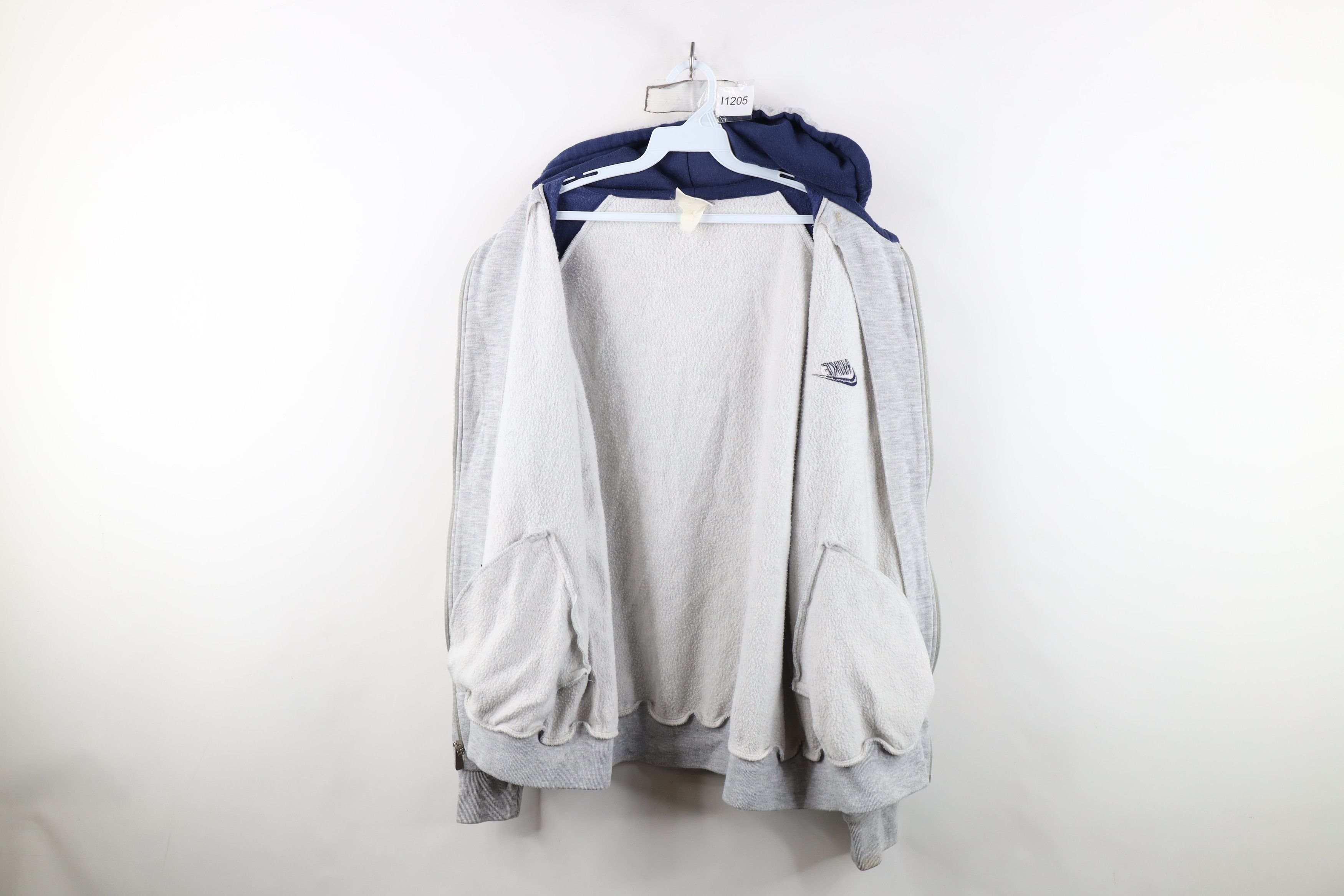 Nike Vintage 80s 90s Nike Full Zip Hoodie Sweatshirt Gray USA Size US XL / EU 56 / 4 - 11 Thumbnail