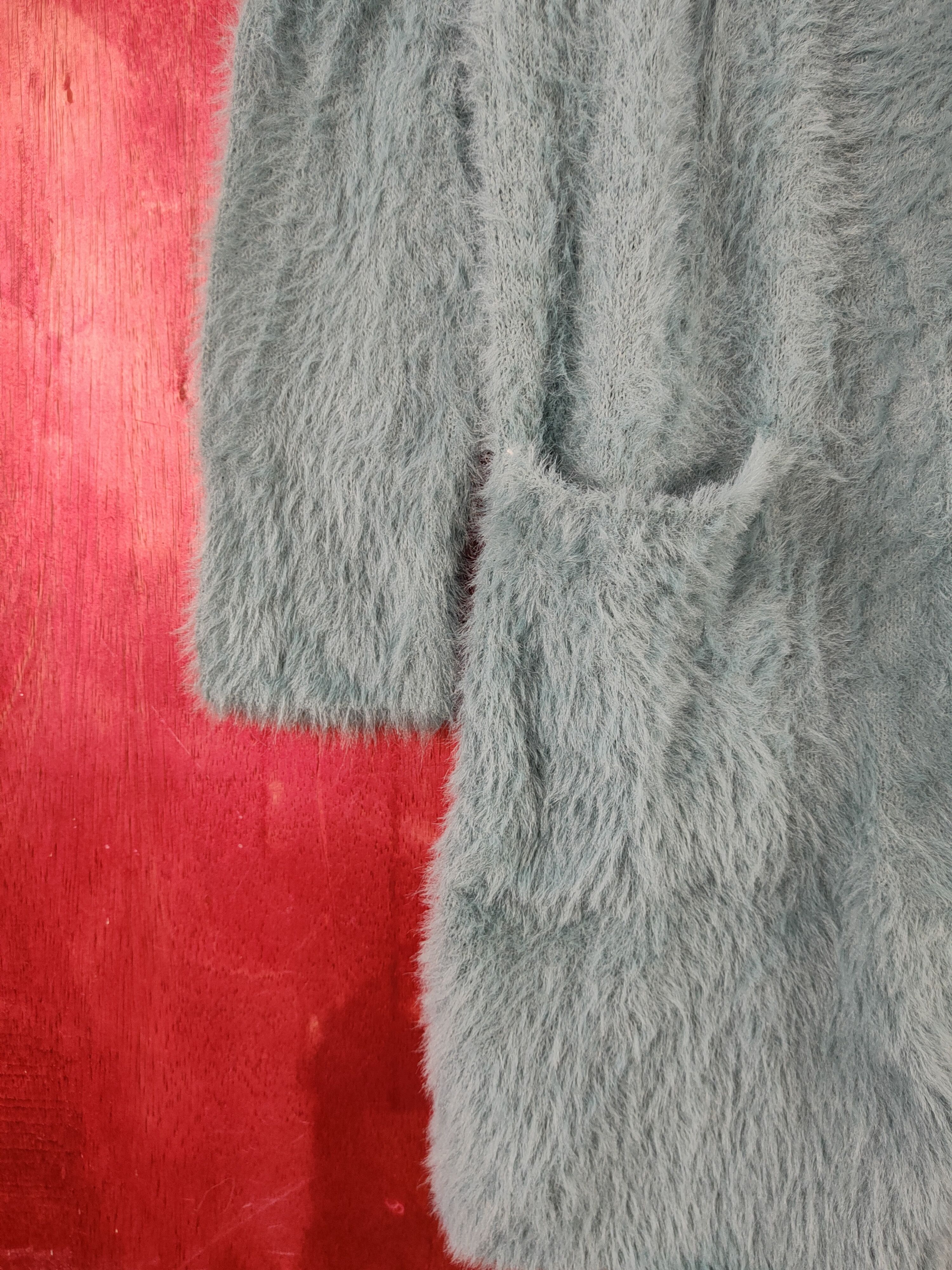 Homespun Knitwear × Japanese Brand × Vintage Dreskip Turquoise Fur Mohair Knitwear Cardigan #S2038 Size M / US 6-8 / IT 42-44 - 4 Thumbnail