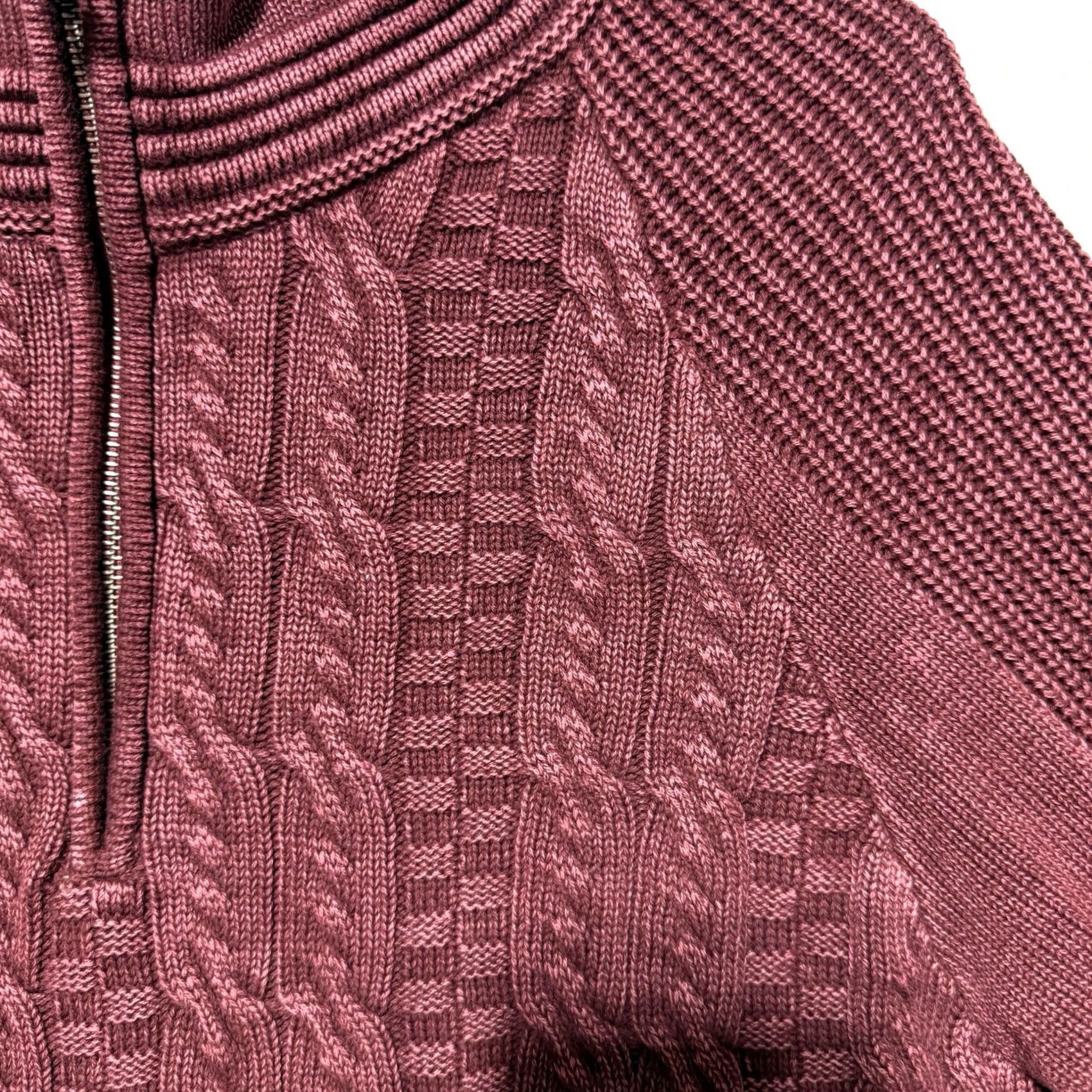 Carbon2Cobalt Carbon 2 Colbolt Sweater Mens L Red Cable-Knit Fisherman Zip Up Navy? Size US L / EU 52-54 / 3 - 3 Thumbnail