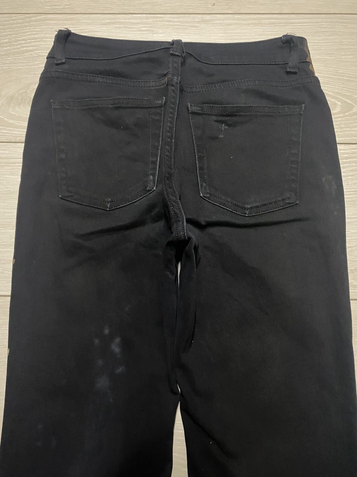 GU Vintage Gu Black Paint Splatter Distressed Flare Jeans Size US 27 - 4 Thumbnail