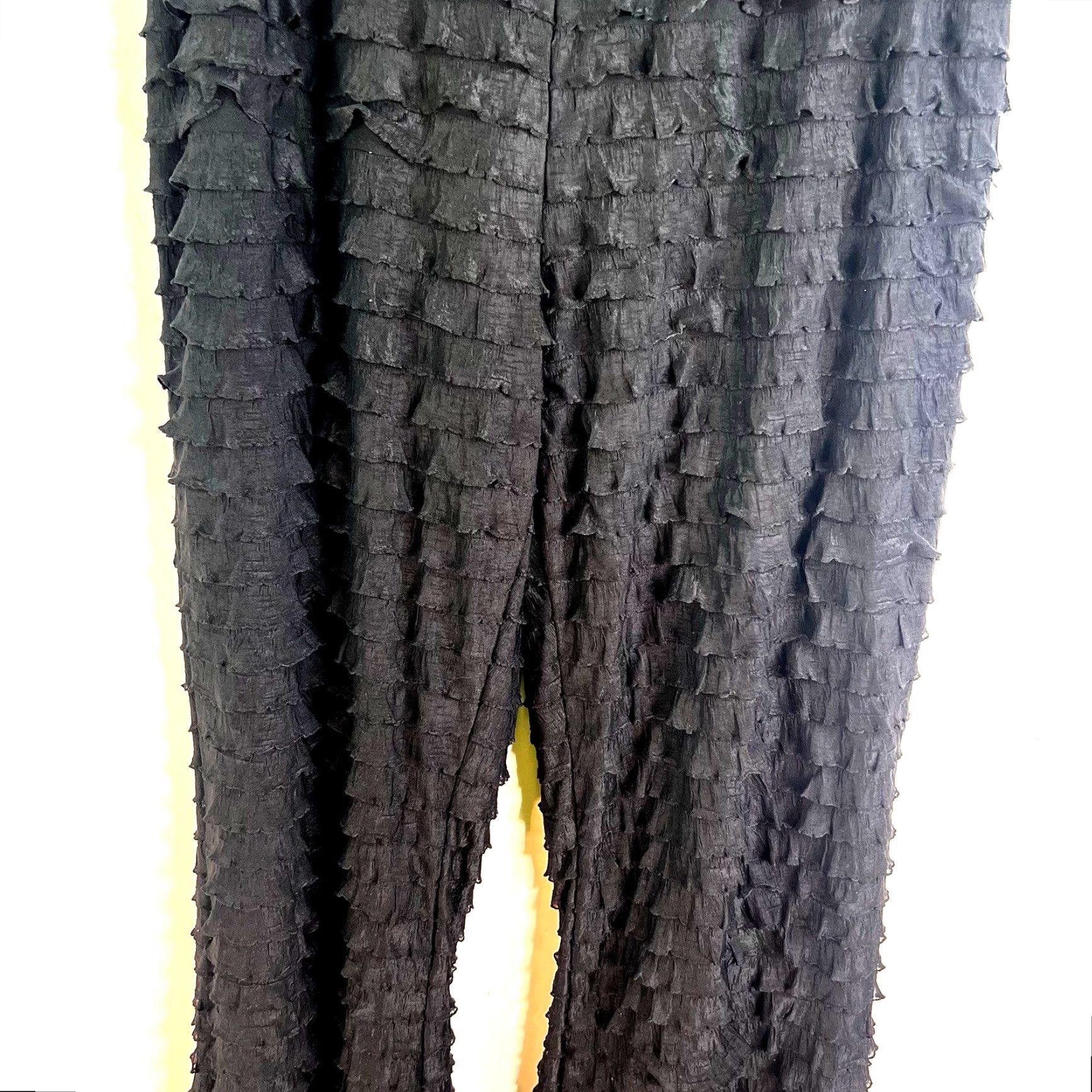 Wrangler Wrangler Rock 47 Wide-Leg Ruffle Pants Womens L Black 332X30 Stretch Dress Pants Casual, Party/Cocktail, Travel Size 36" / US 14 / IT 50 - 3 Thumbnail