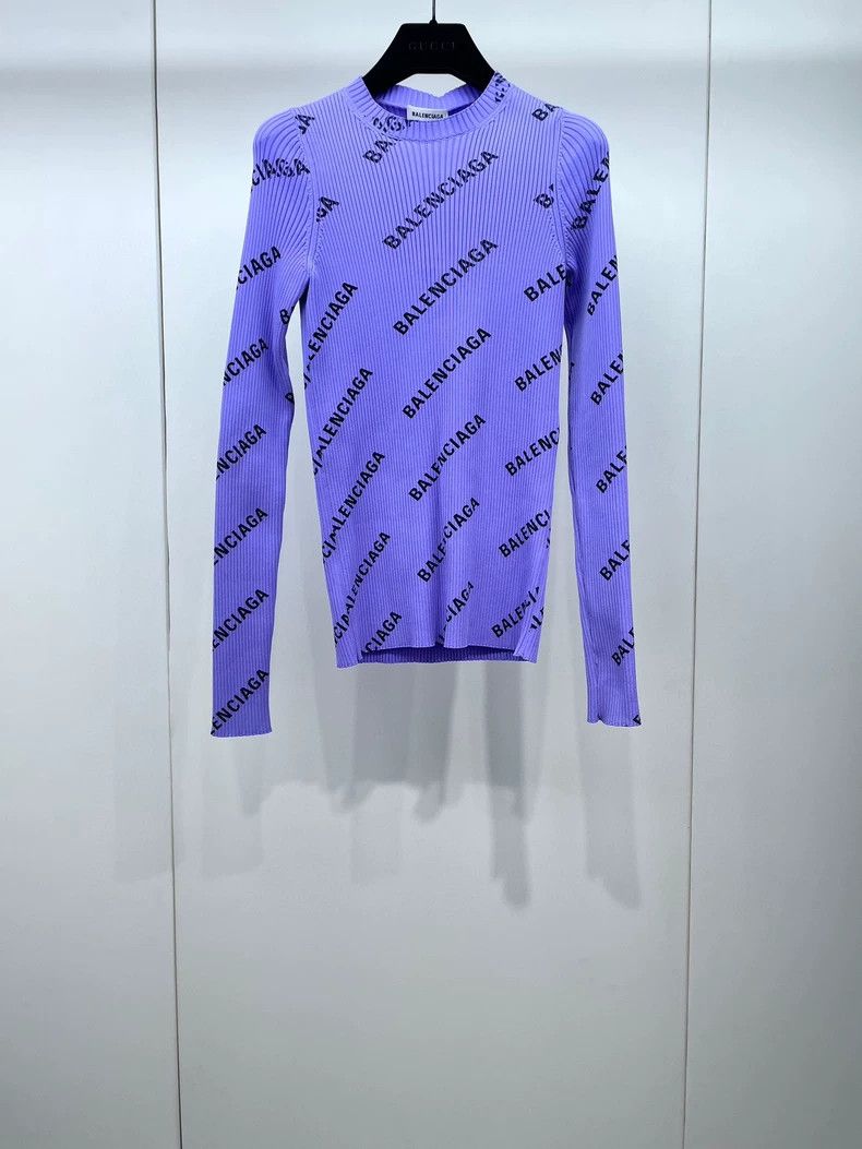 Balenciaga Balenciaga Knit undershirt full of logo Size S / US 4 / IT 40 - 1 Thumbnail