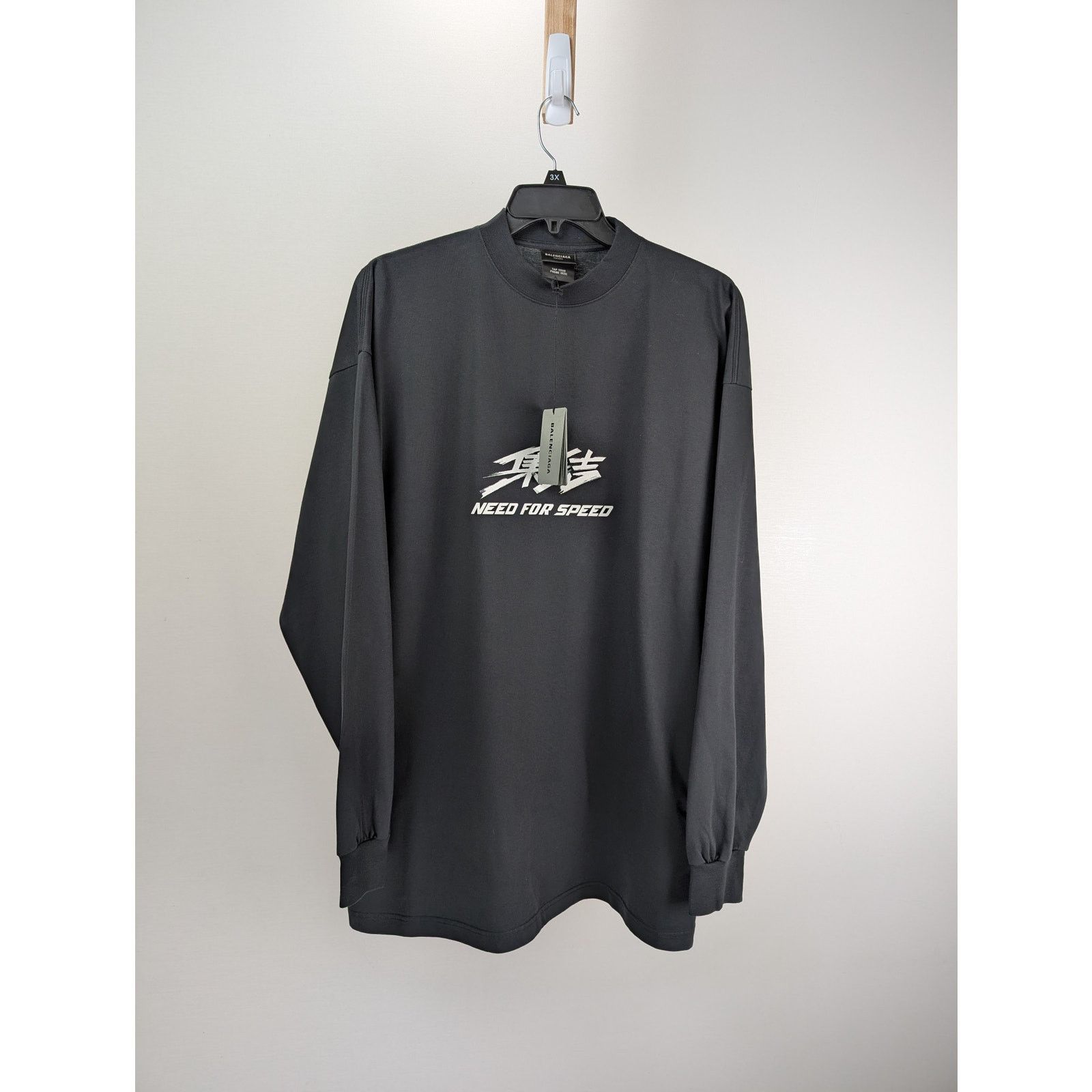 Balenciaga o1rshd1 Need for Speed Long Sleeve Large Fit T-Shirt Black Size US M / EU 48-50 / 2 - 2 Thumbnail