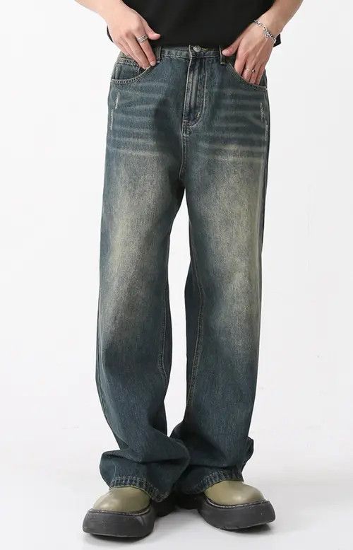VIBE Retro distressed washed loose denim trousers Size US 30 / EU 46 - 8 Thumbnail